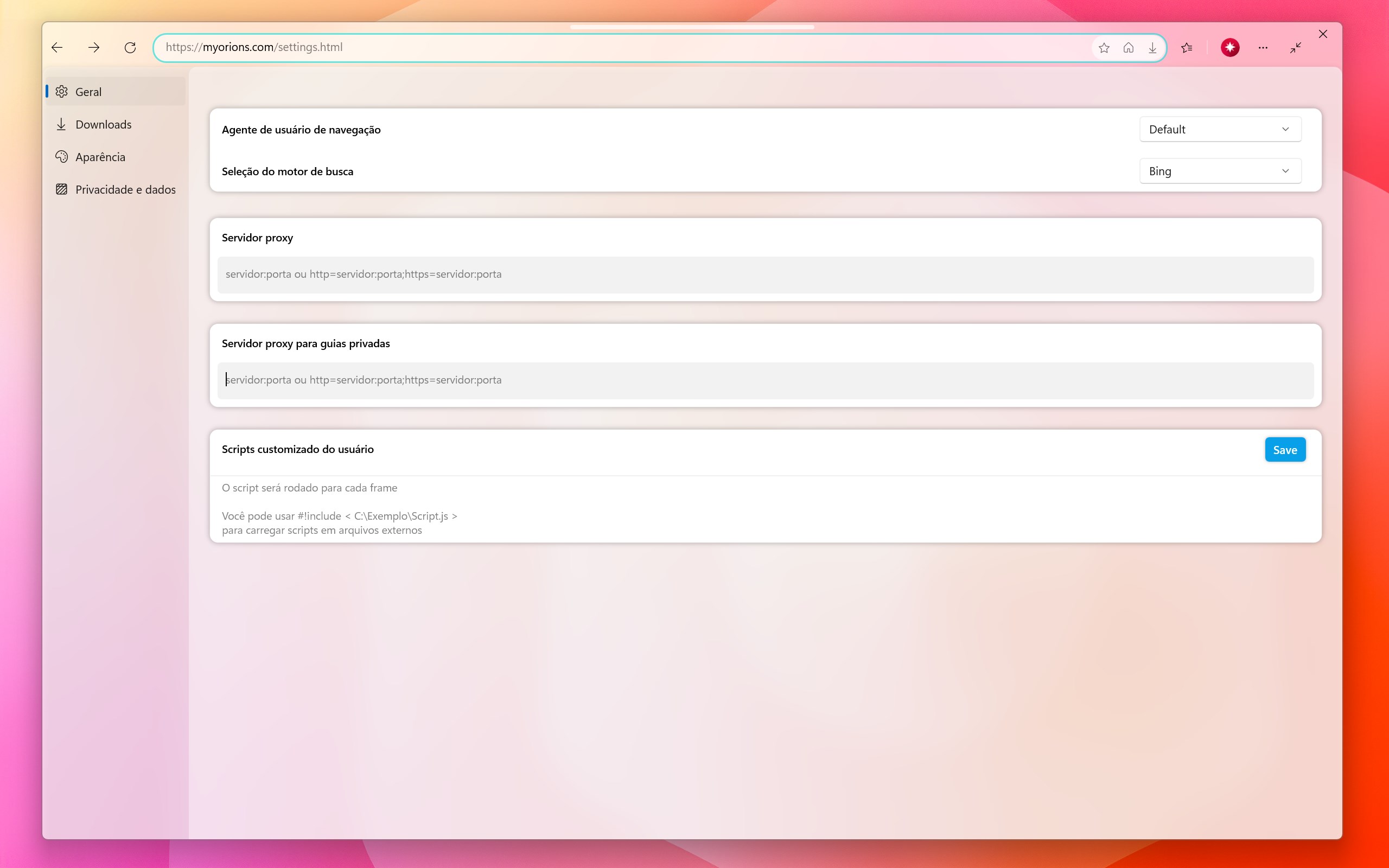 Orions Browser Screenshot