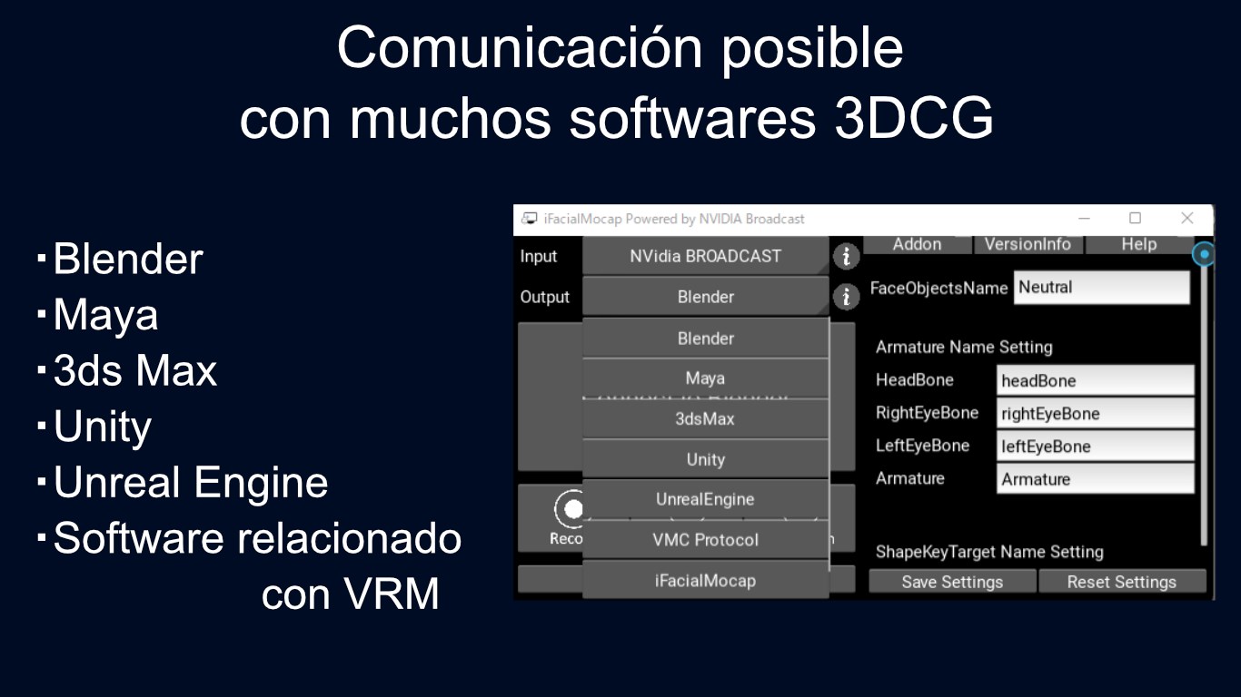 Captura de pantalla de iFacialMocap Powered by NVIDIA Broadcast