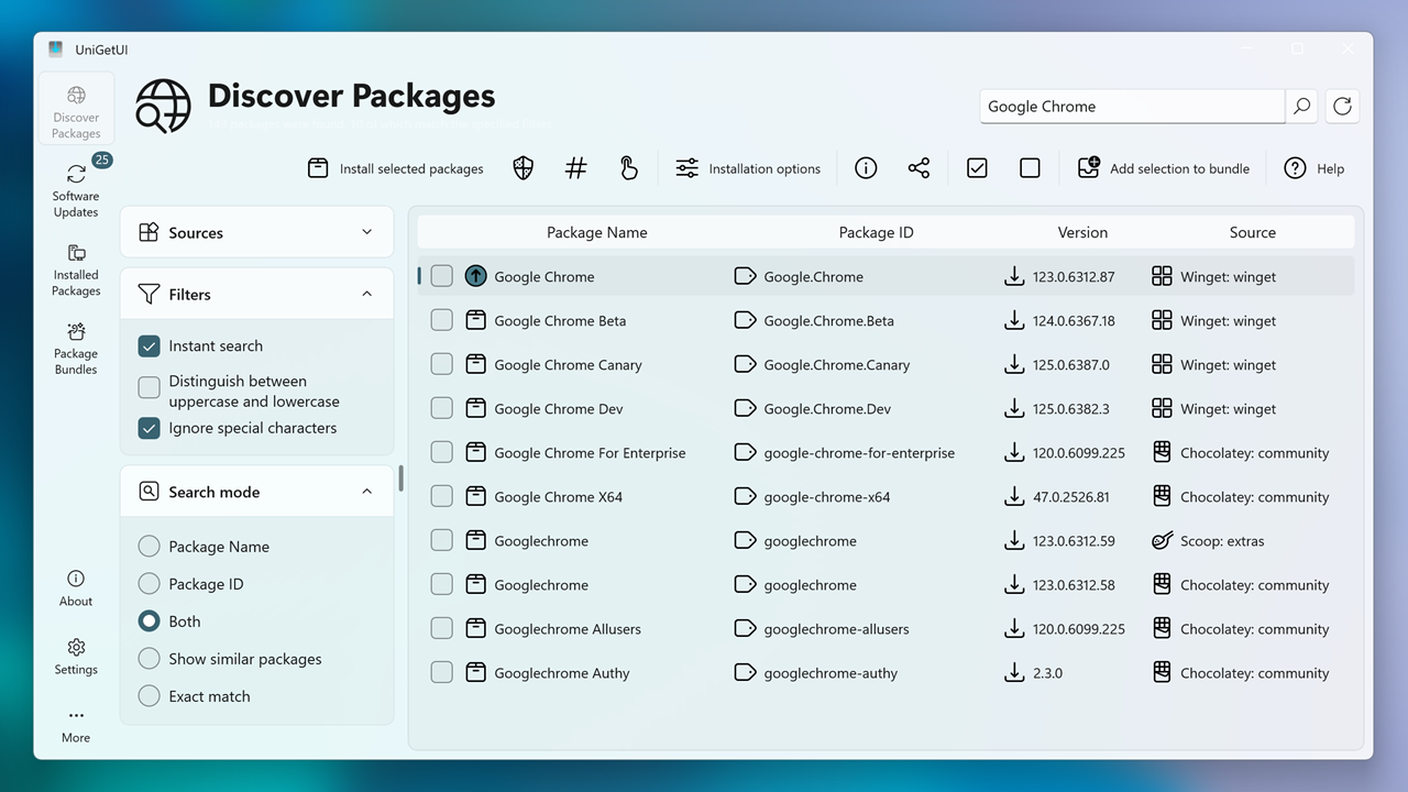 UniGetUI screenshot