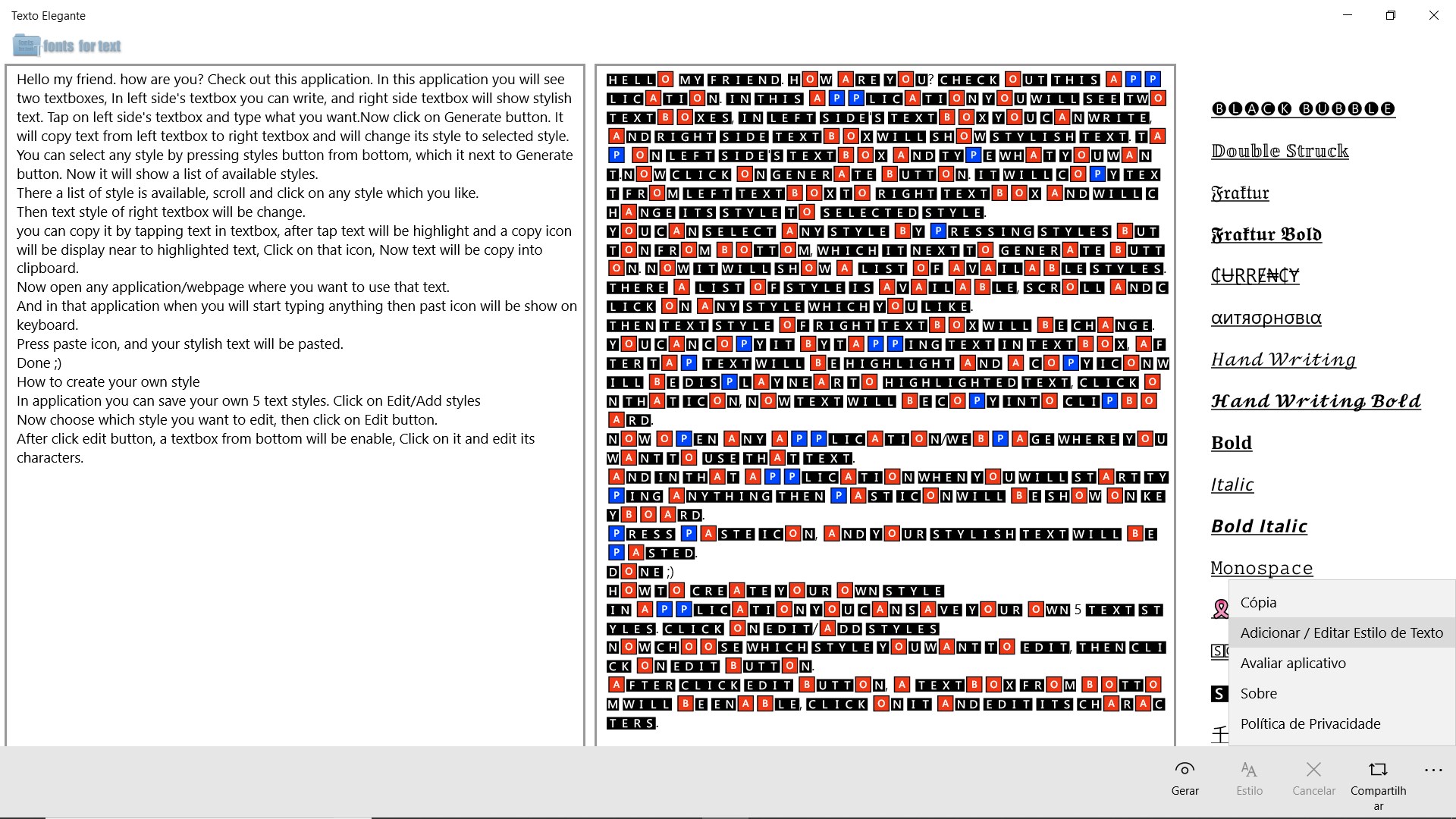 Captura de pantalla de Tipo de Letras