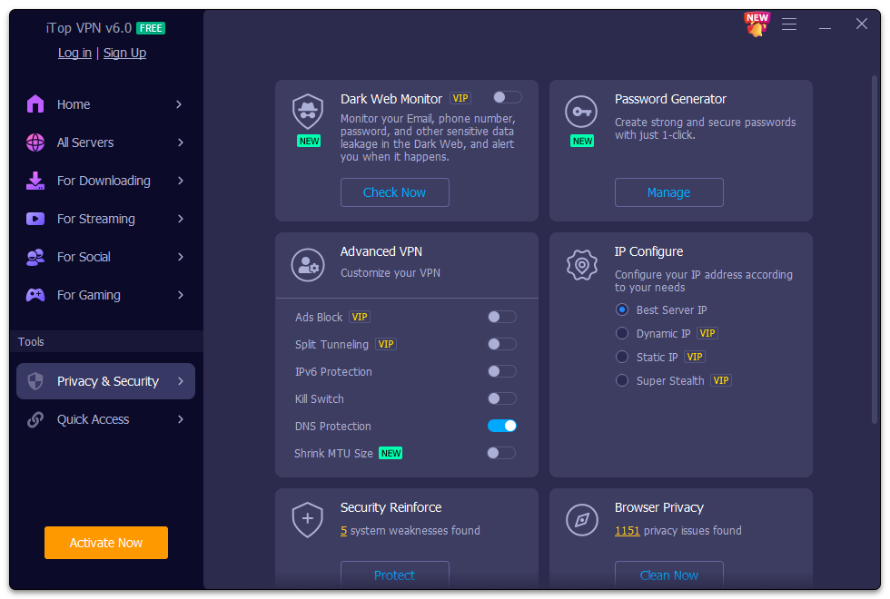 iTop VPN screenshot