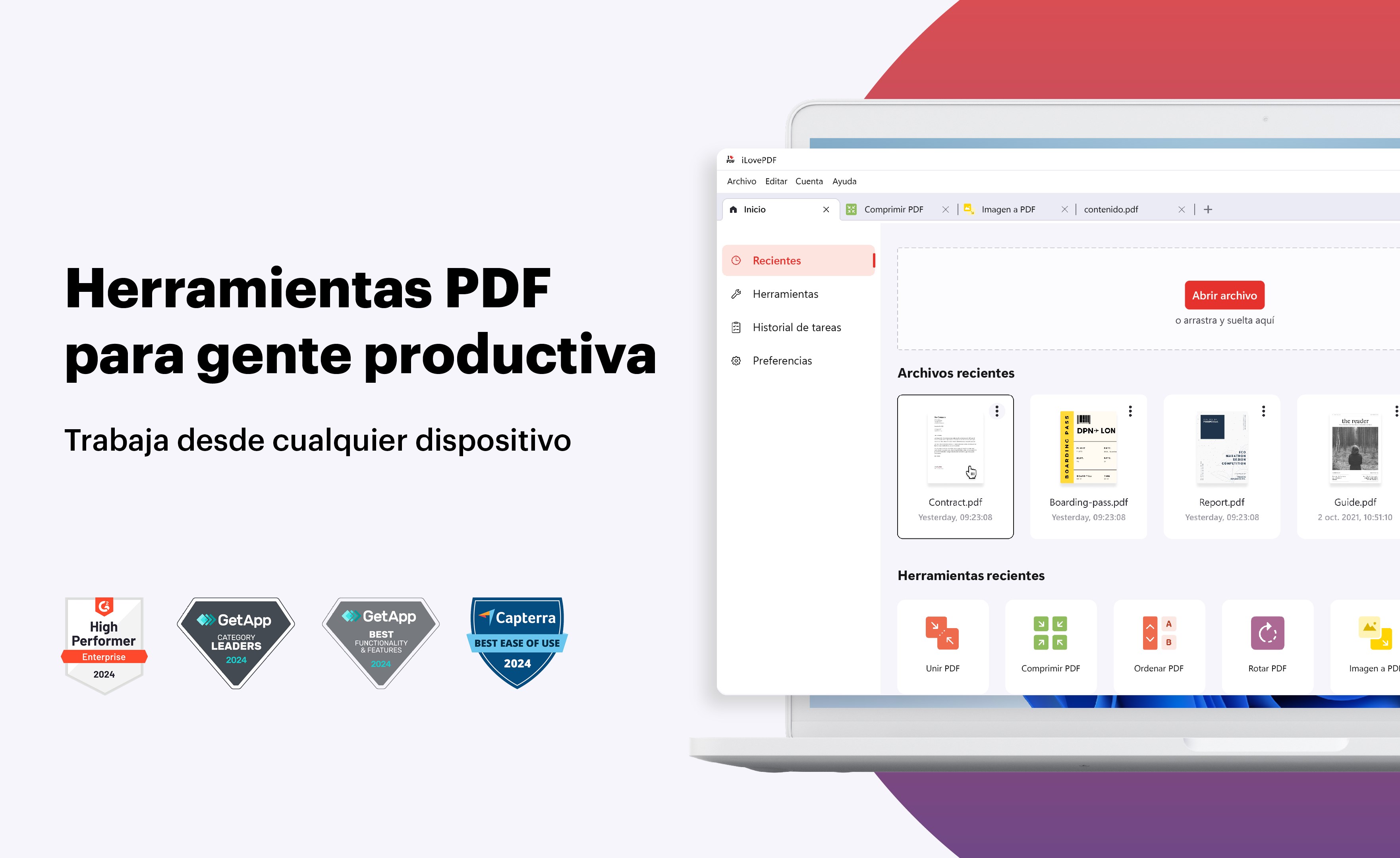 Captura de pantalla de iLovePDF: Editor PDF y Lector PDF