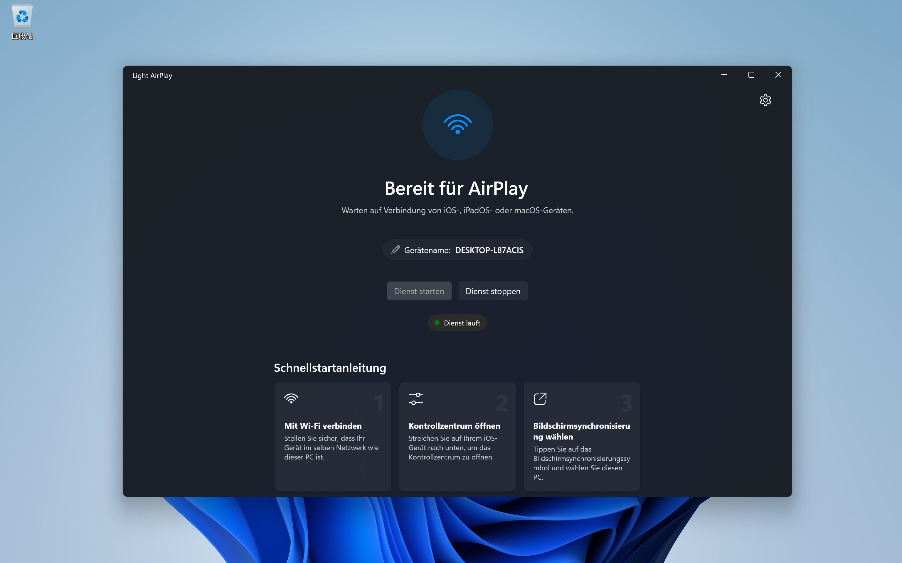 Light AirPlay - Empfänger für Bildschirmsynchronisierung Screenshot