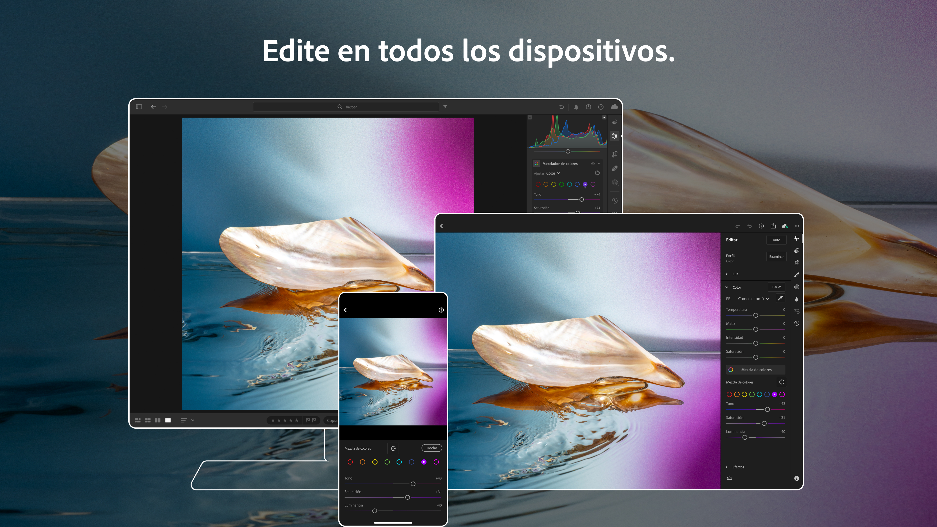 Captura de pantalla de Adobe Lightroom