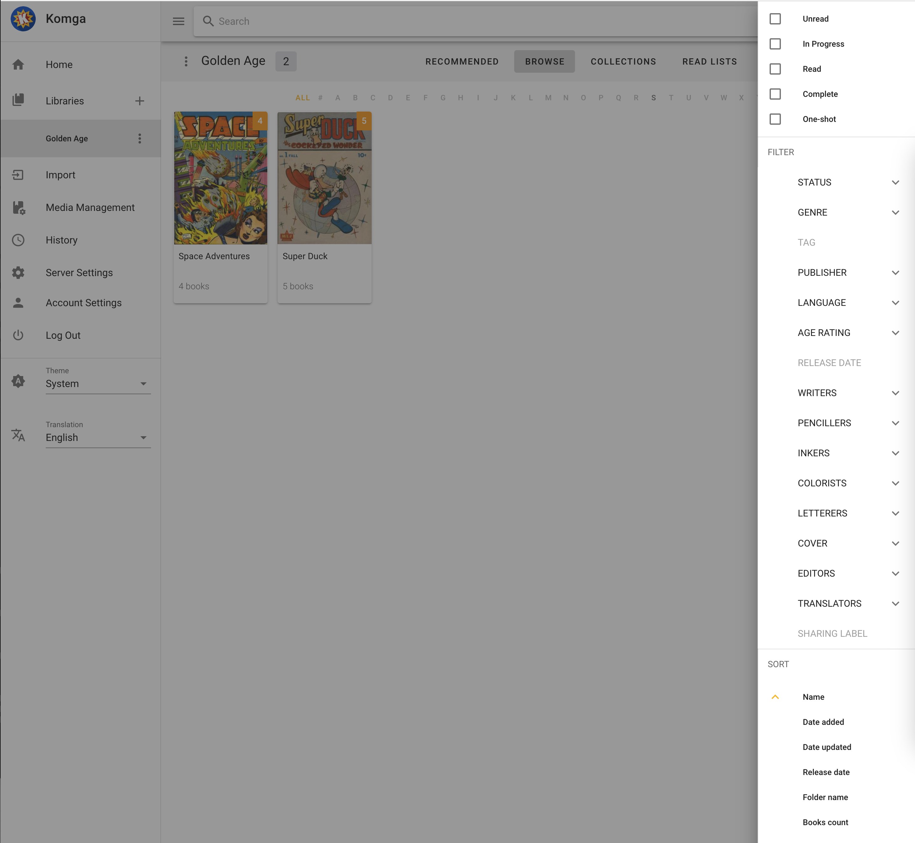 Komga screenshot