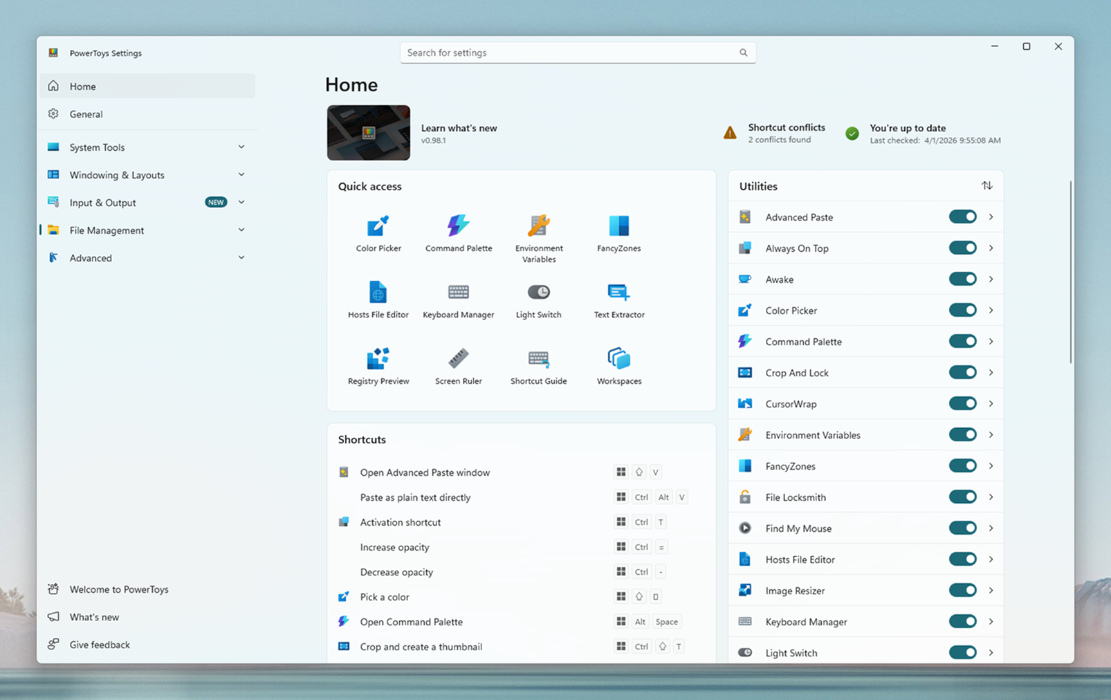 Captura de pantalla de Microsoft PowerToys