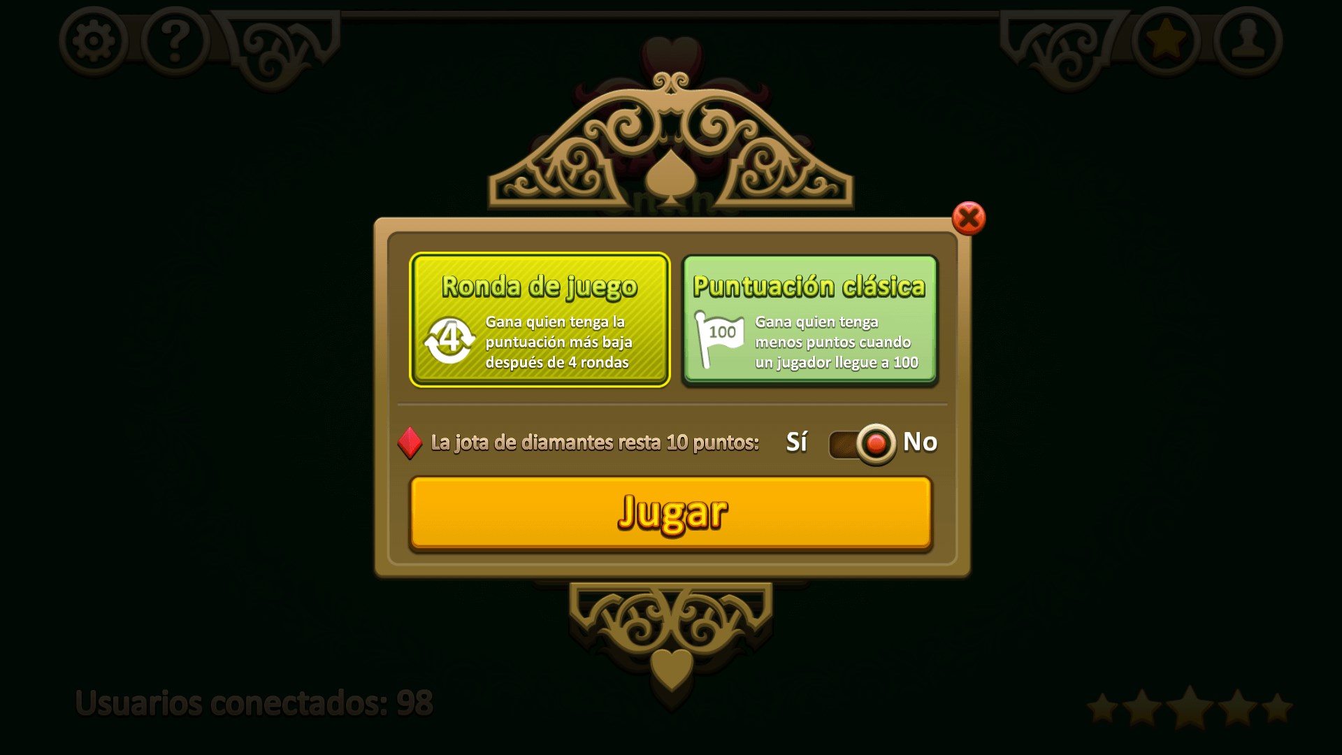 Captura de pantalla de Corazones Online