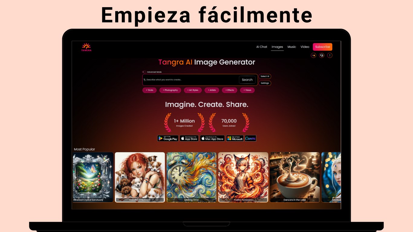 Captura de pantalla de Generador de Imágenes Tangra AI