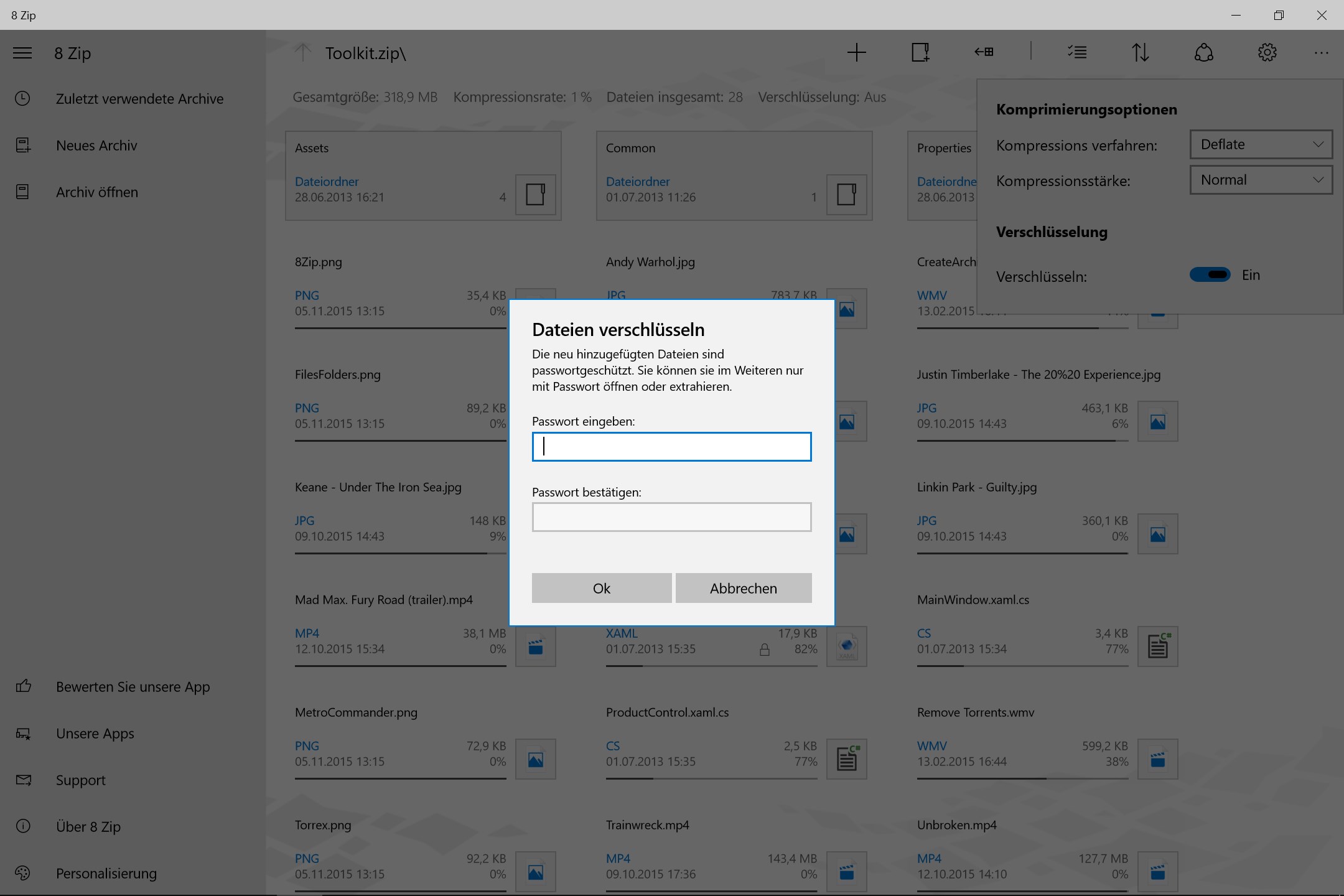 8 Zip Pro - advanced archiver. Create, unpack and encrypt. Screenshot