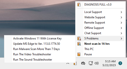 Diagnosis for Windows Screenshot