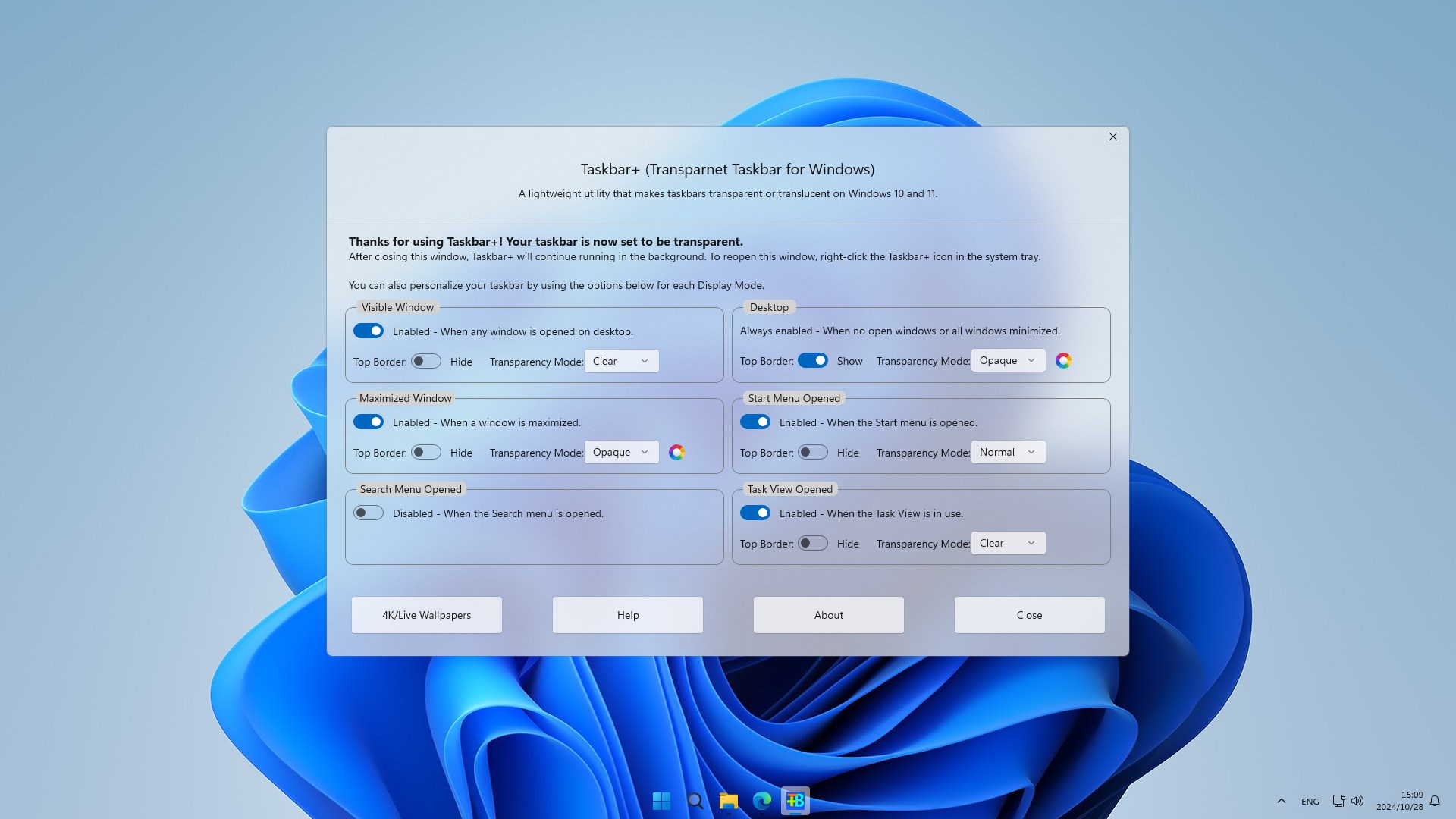Taskbar+ screenshot