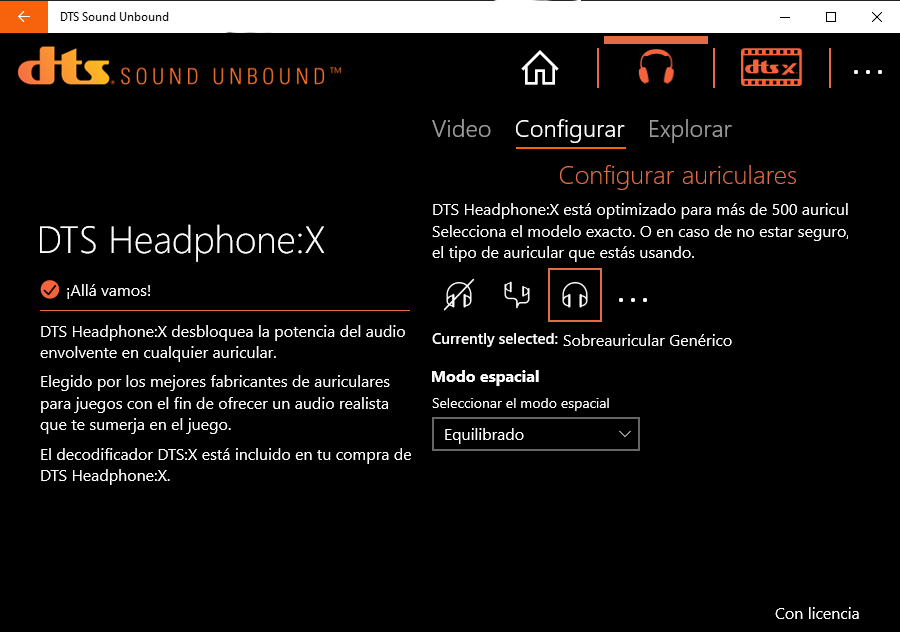 Captura de pantalla de DTS Sound Unbound