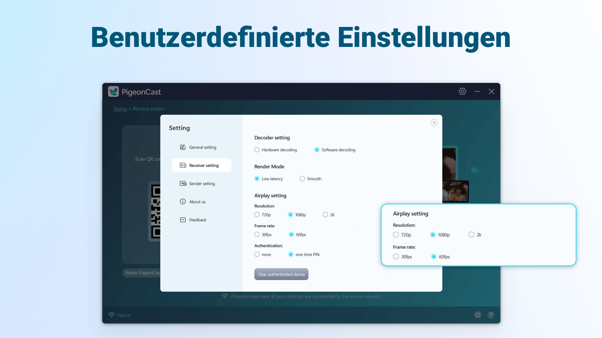 Übertragung über AirPlay/Google Cast – PigeonCast Screenshot