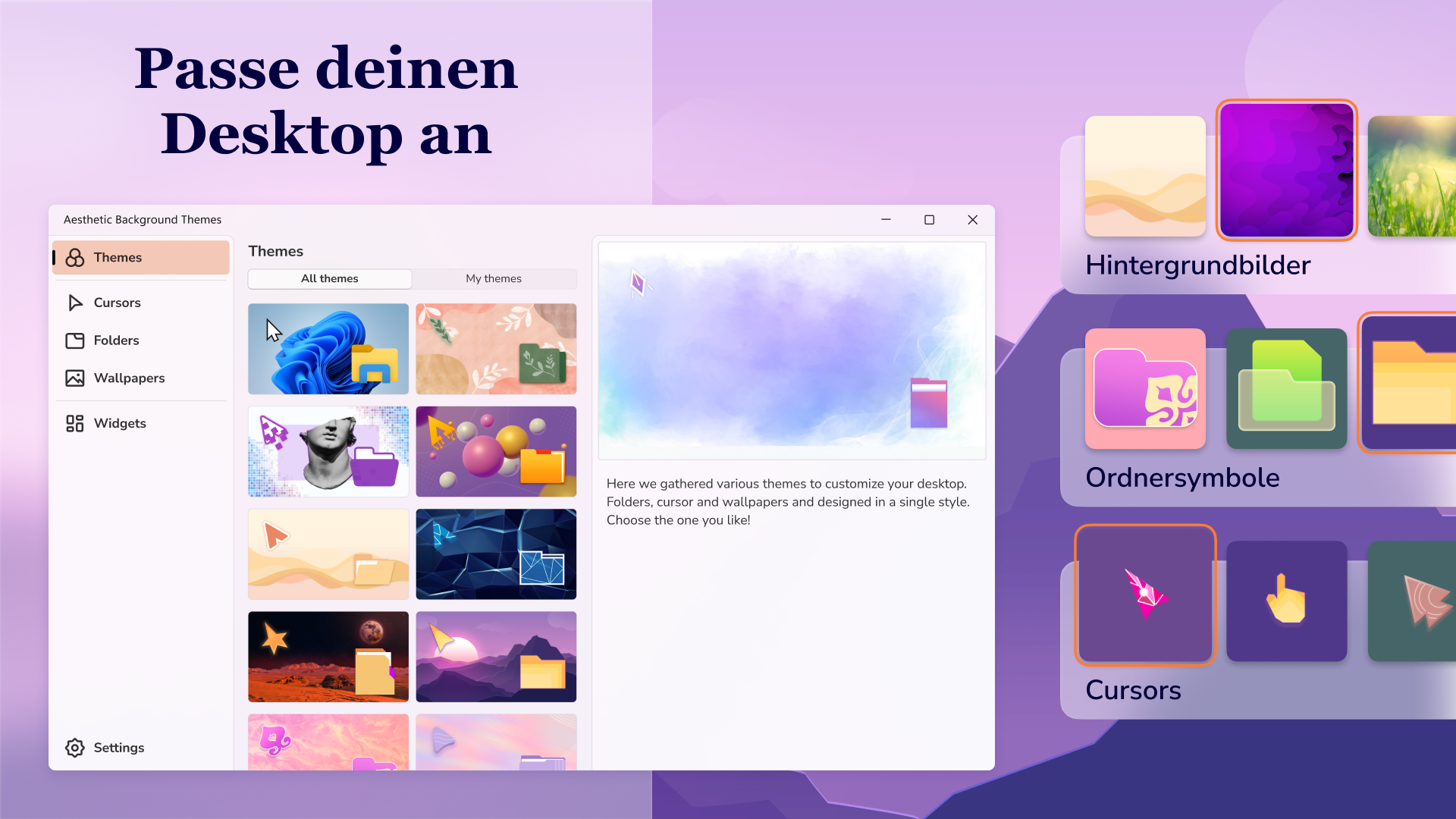 Desktop Anpassung - Widgets & Themen Screenshot