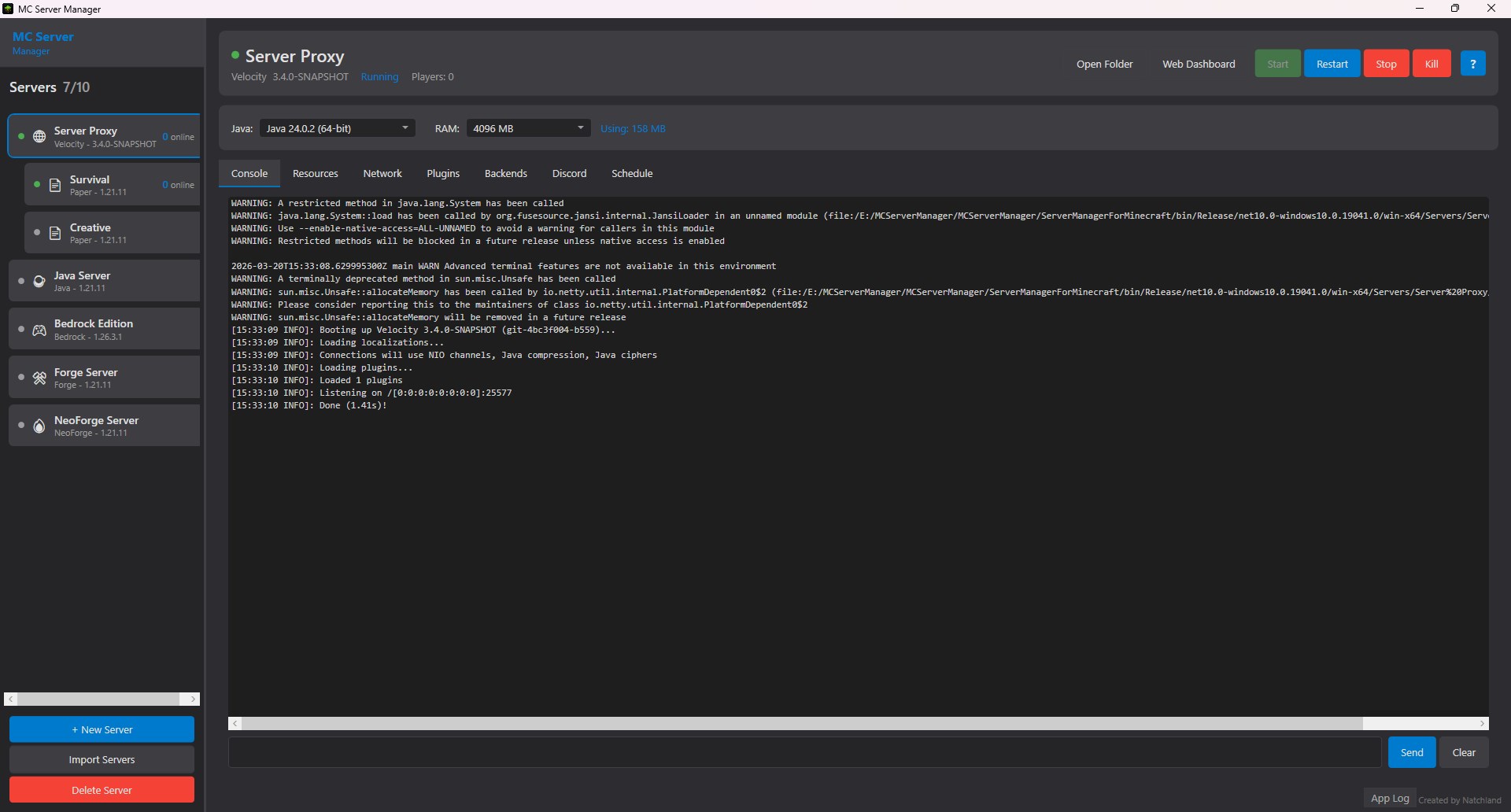 MC Server Manager Screenshot