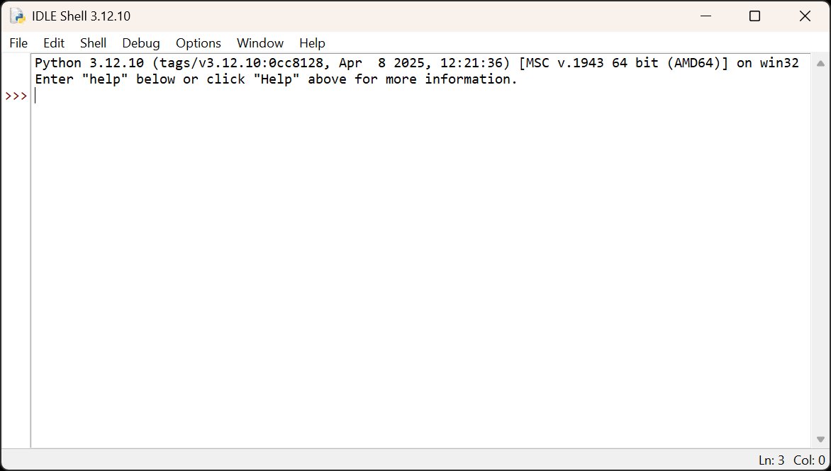 Captura de pantalla de Python 3.12