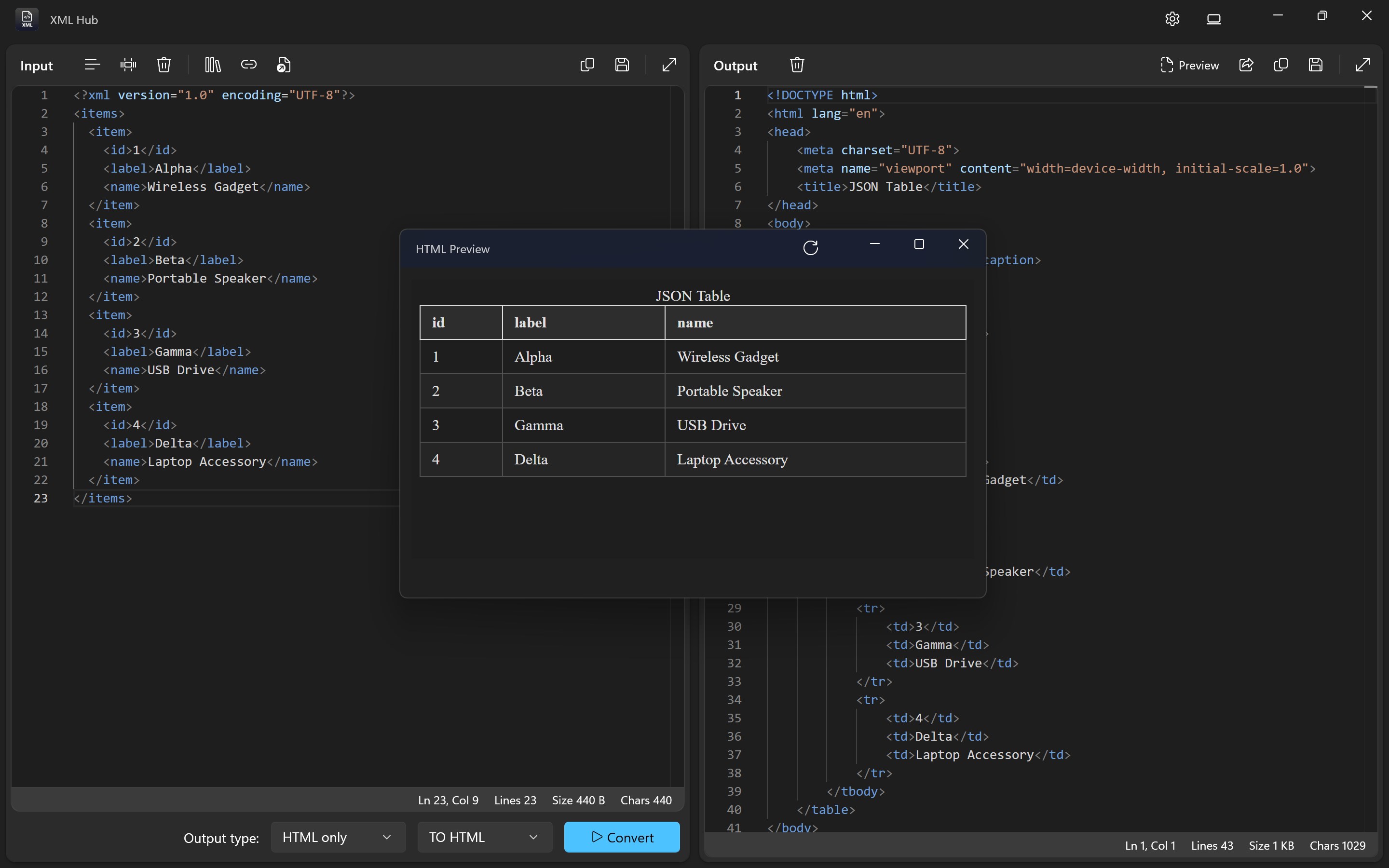 XML Hub screenshot