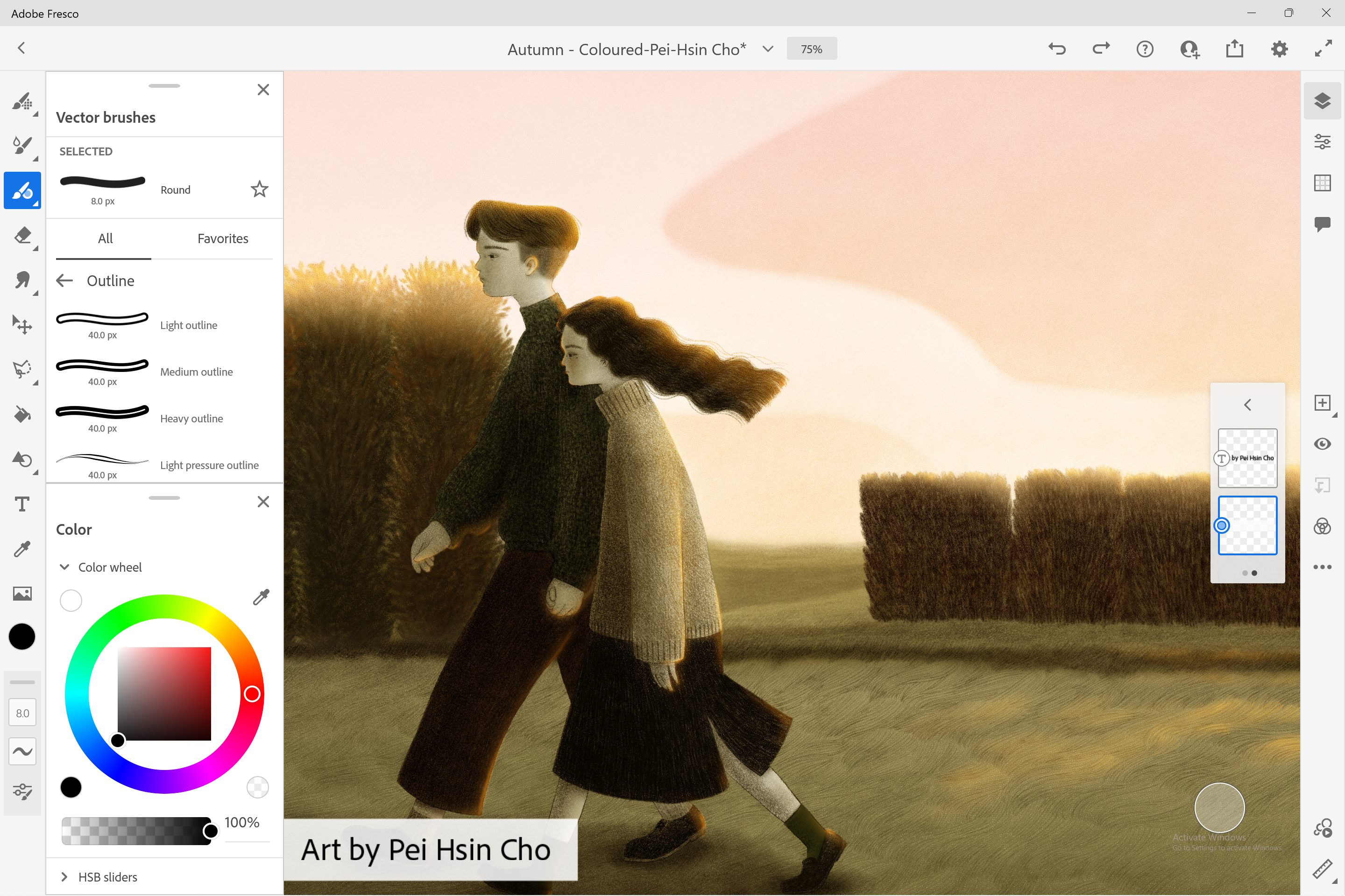 Captura de pantalla de Adobe Fresco