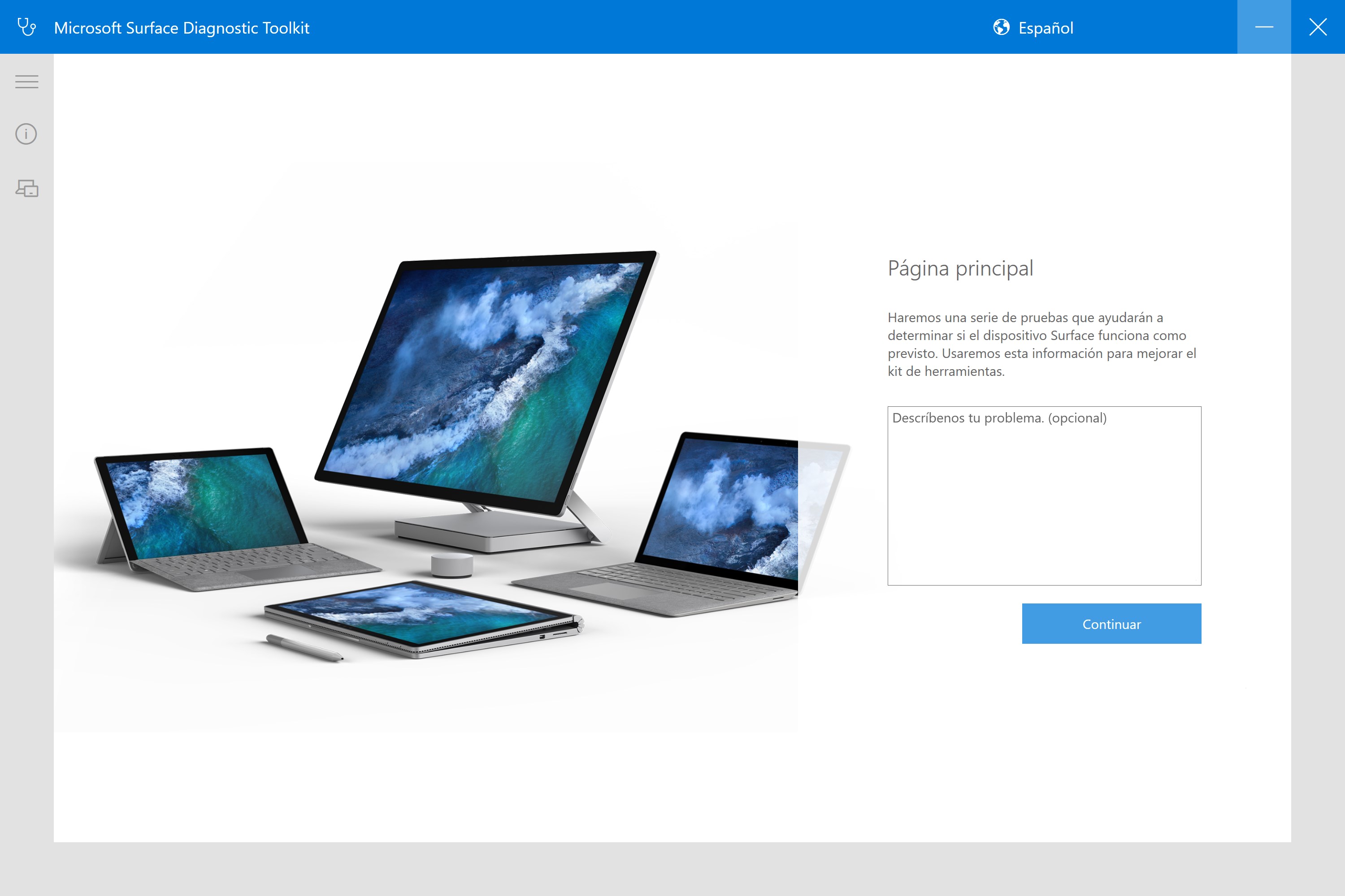 Captura de pantalla de Kit de herramientas de diagnóstico de Surface