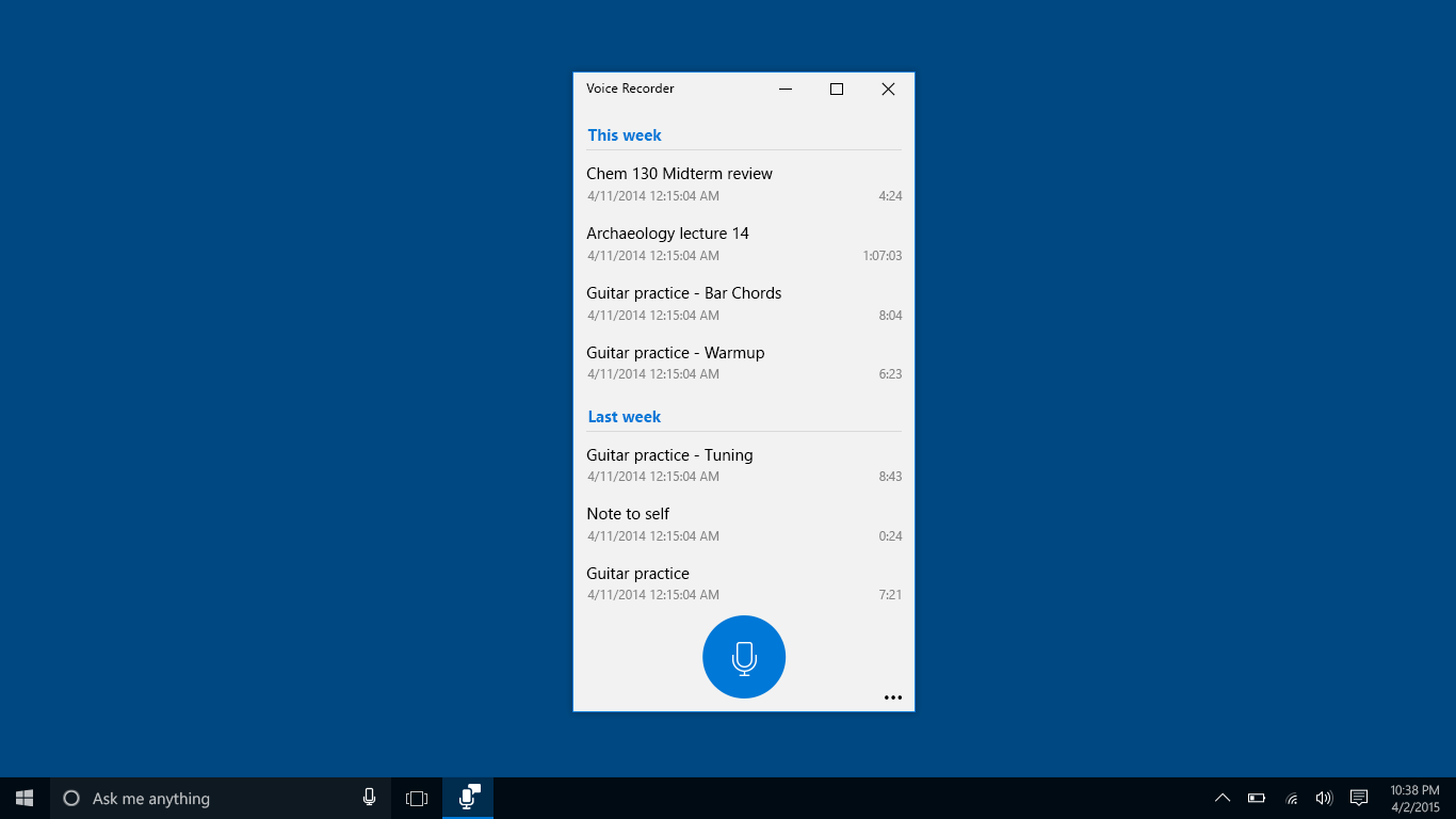 Windows Sound Recorder screenshot