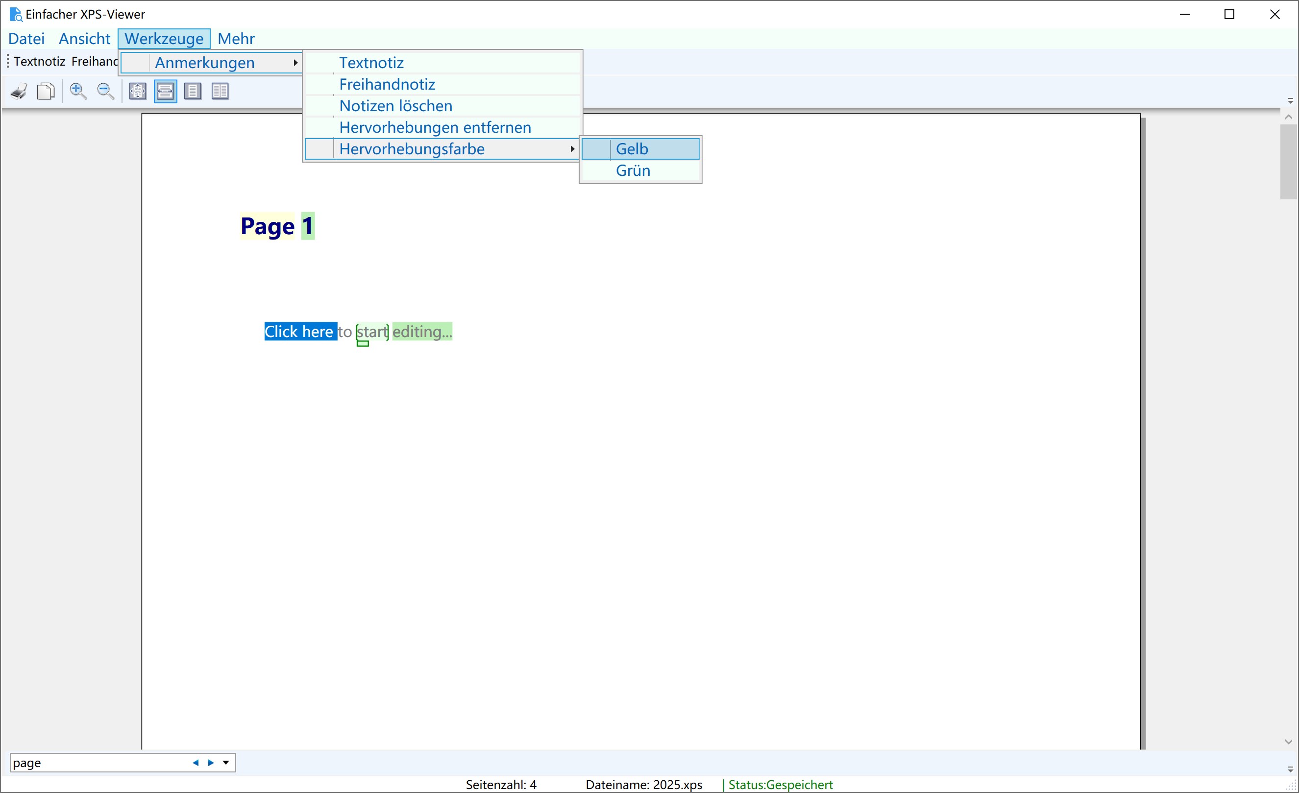 Simple XPS Viewer-Dokument lesen und schreiben Screenshot