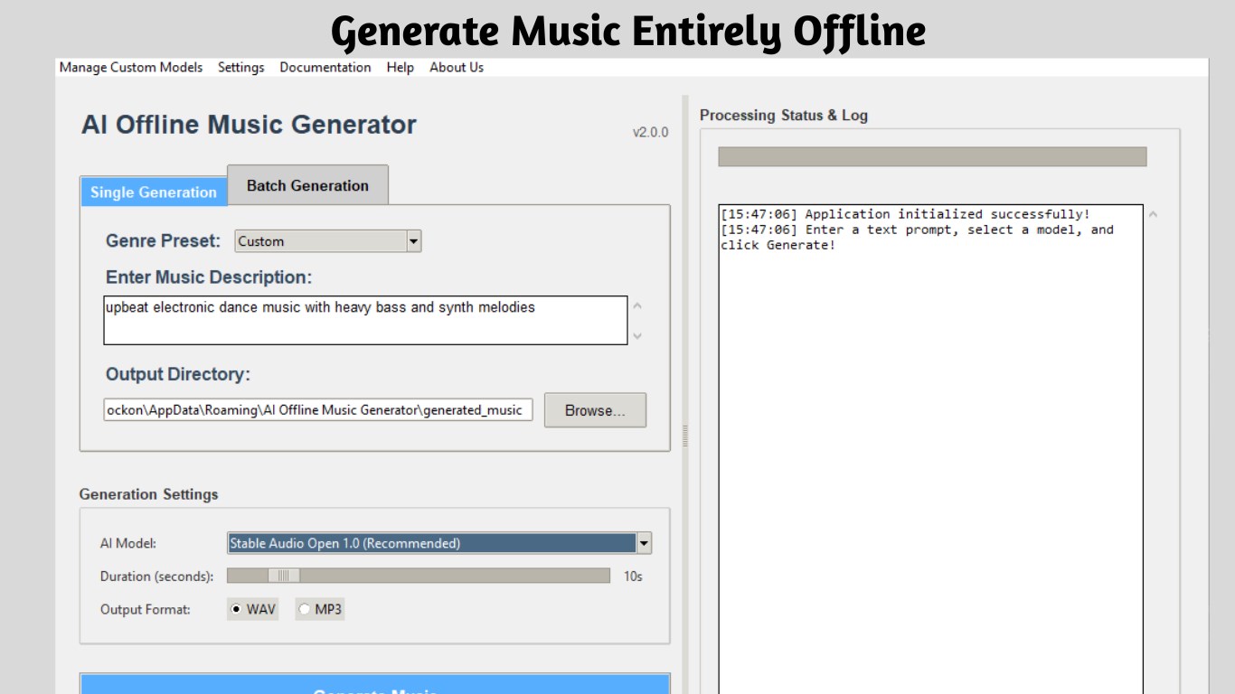 AI Offline Music Generator Screenshot
