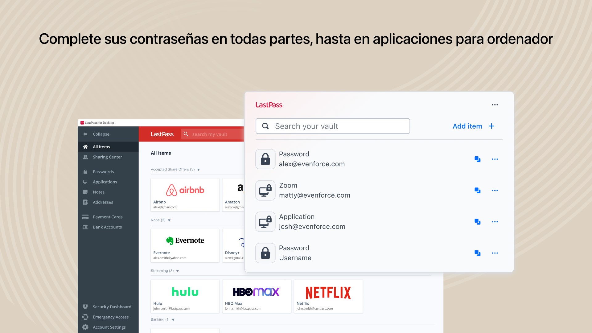 Captura de pantalla de LastPass for Desktop
