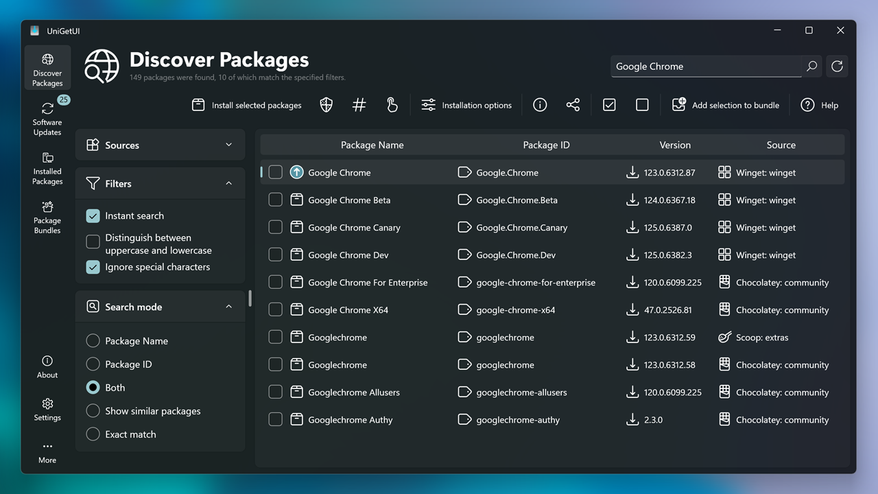 UniGetUI screenshot