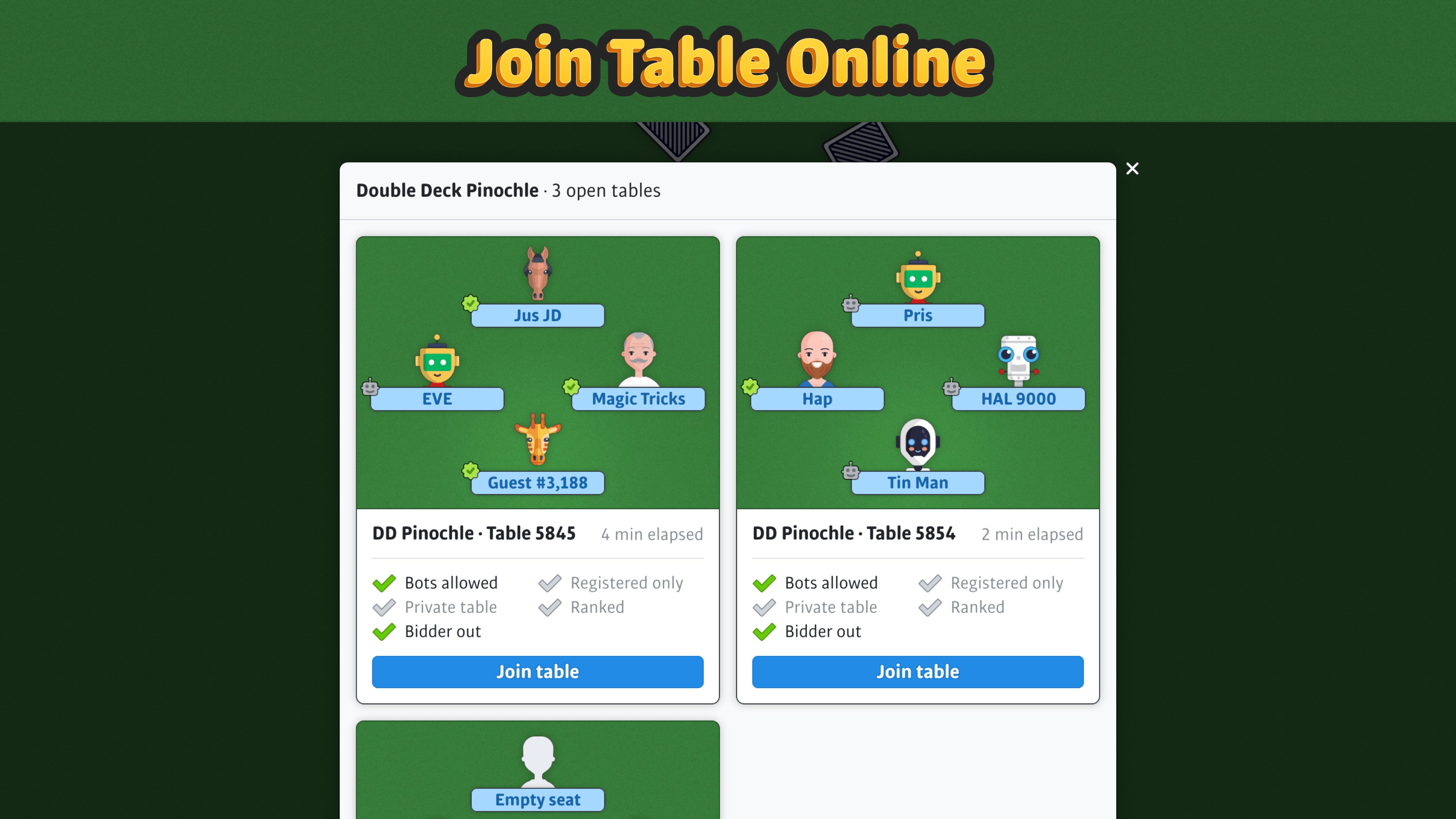 Double Deck Pinochle ‣ Screenshot