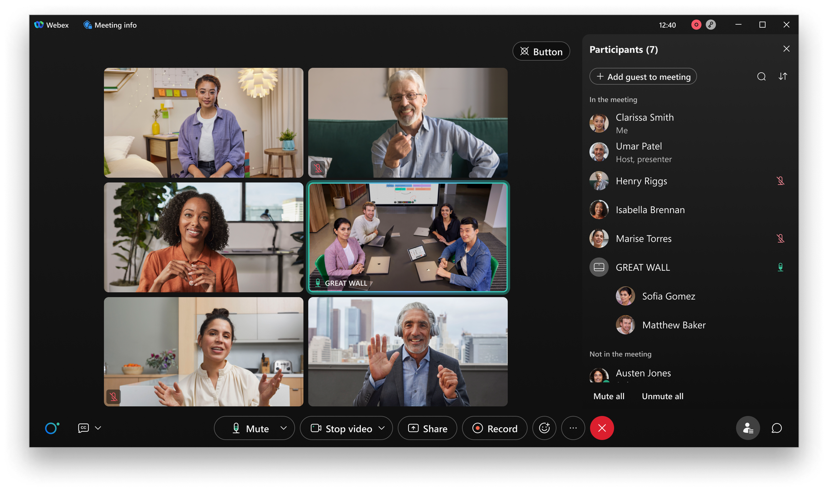 Captura de pantalla de Webex