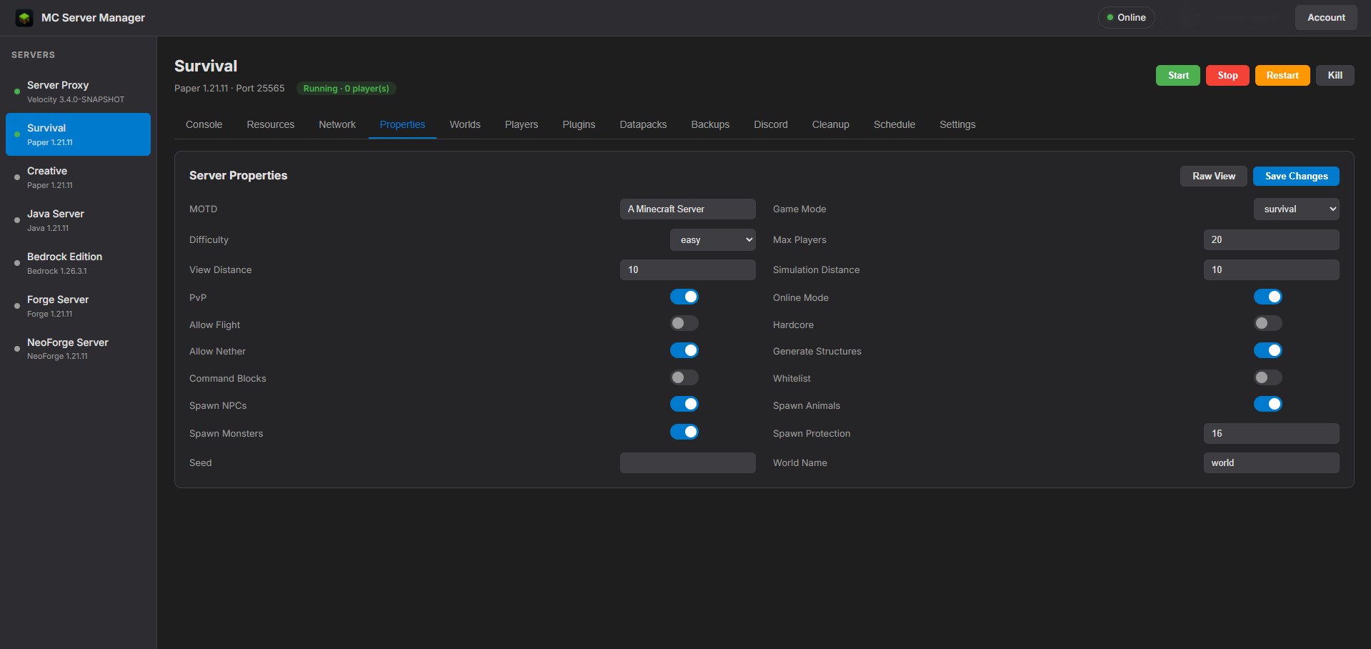 MC Server Manager Screenshot