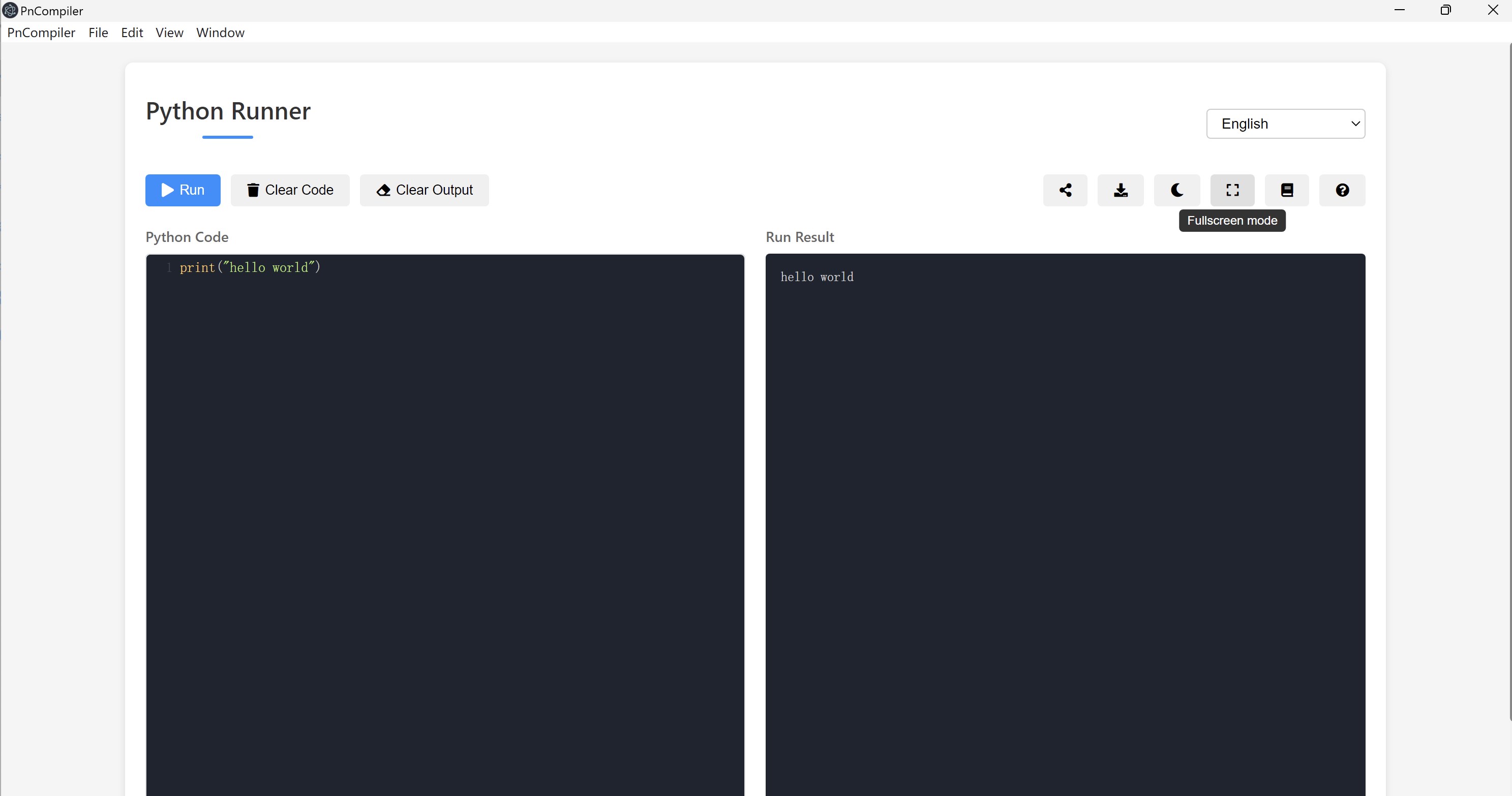 Captura de pantalla de Python Compiler