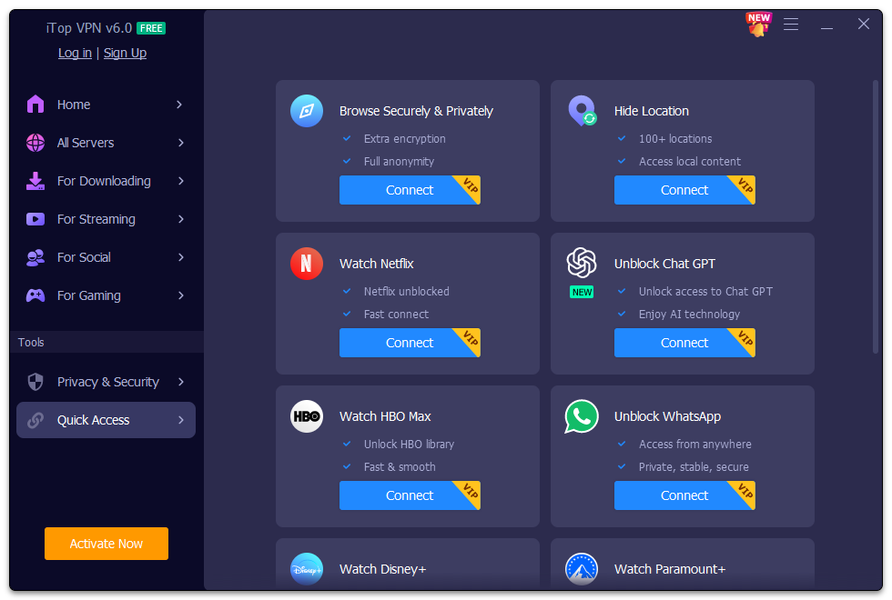 iTop VPN screenshot
