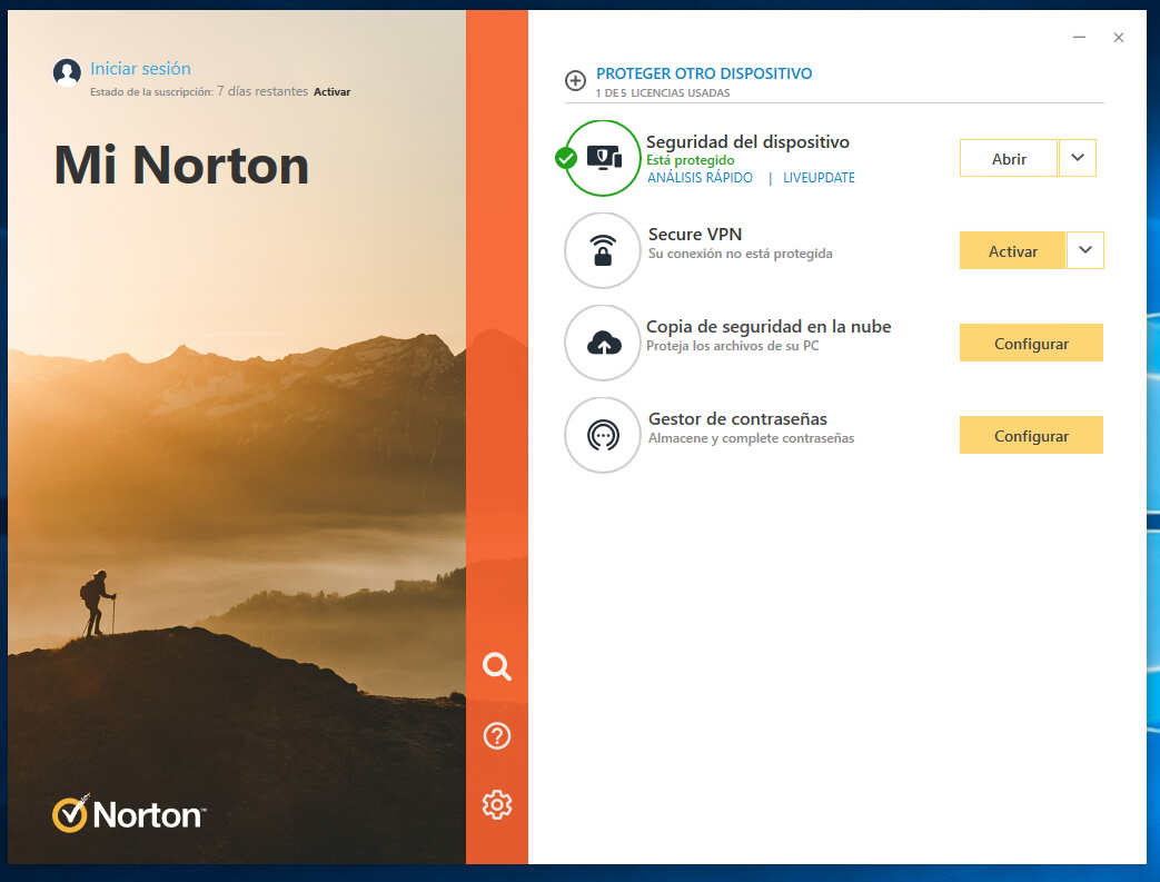 Captura de pantalla de Norton 360
