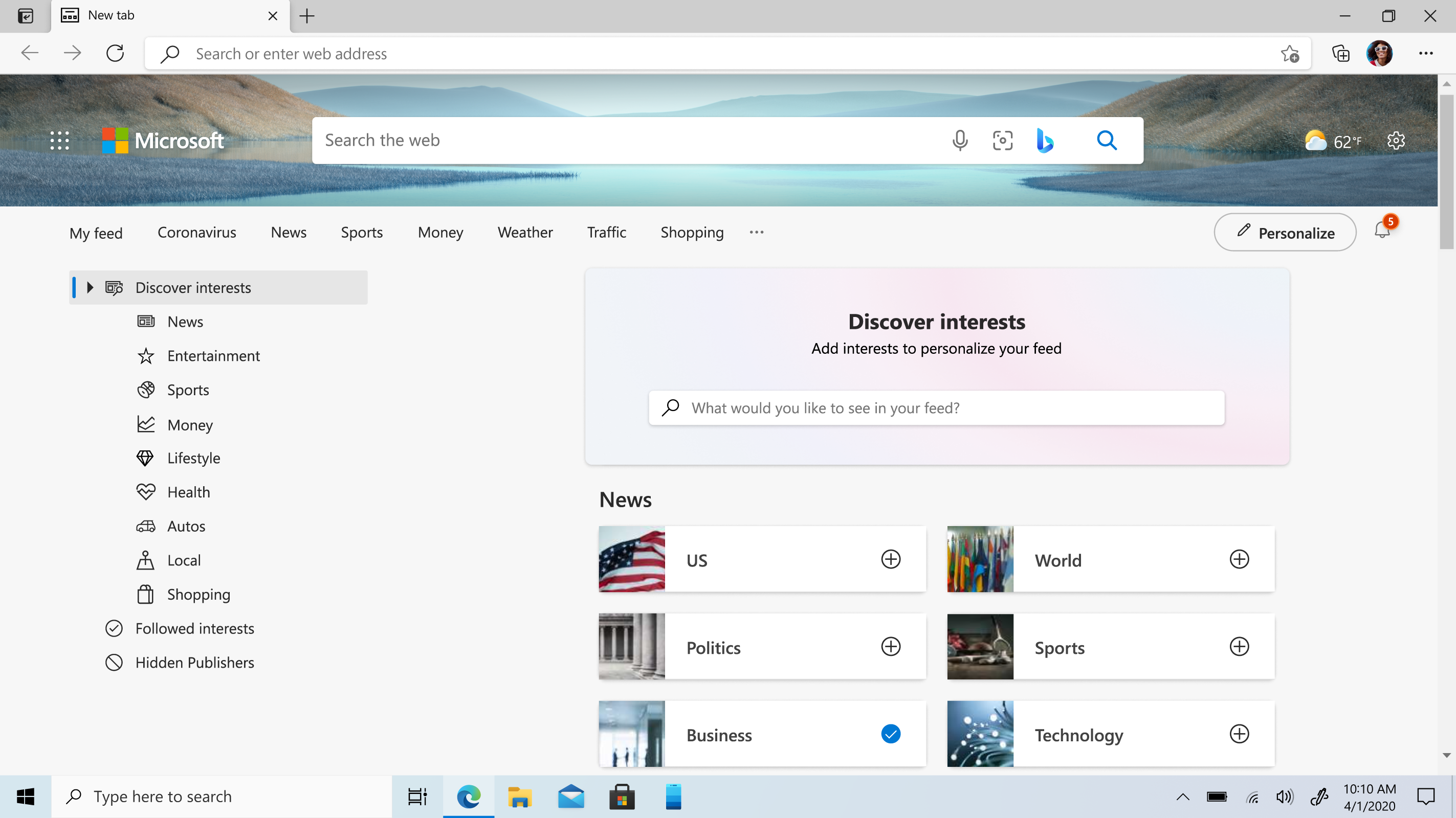 Captura de pantalla de Microsoft Edge Browser