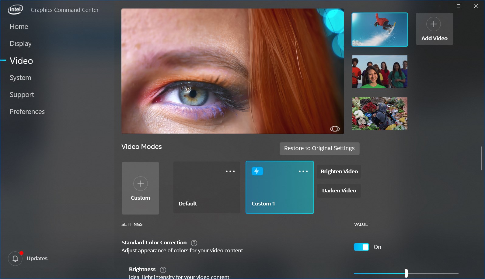 Intel® Graphics Command Center (Beta) screenshot