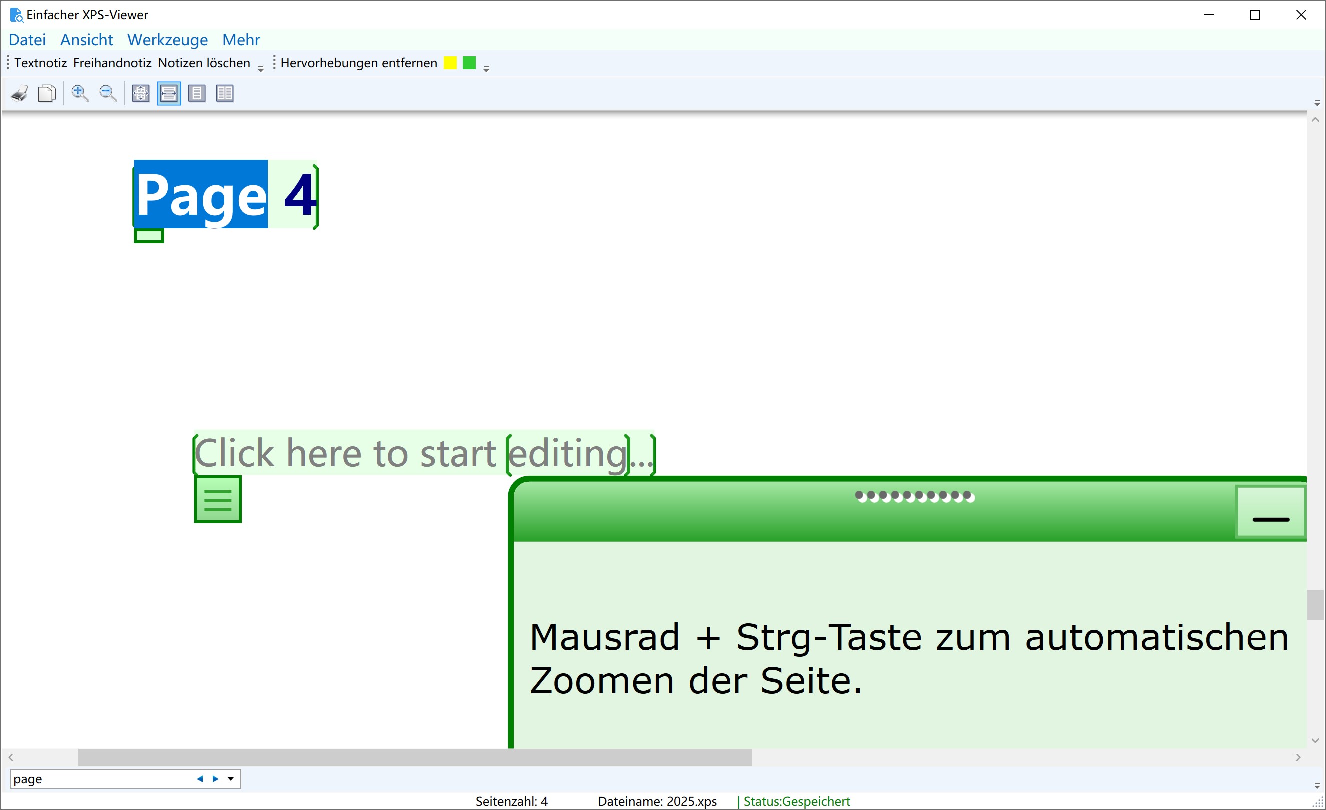 Simple XPS Viewer-Dokument lesen und schreiben Screenshot