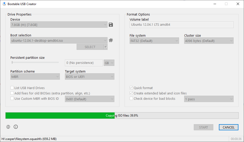 Captura de pantalla de Bootable USB Creator