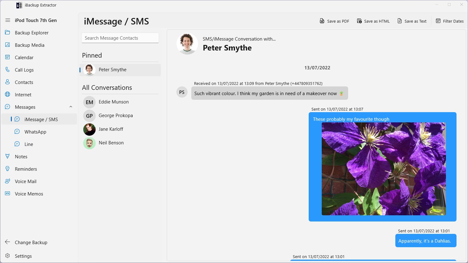 iBackup Extractor screenshot