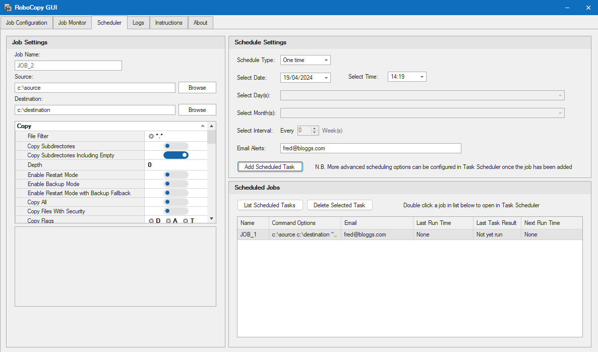 RoboCopy GUI Screenshot