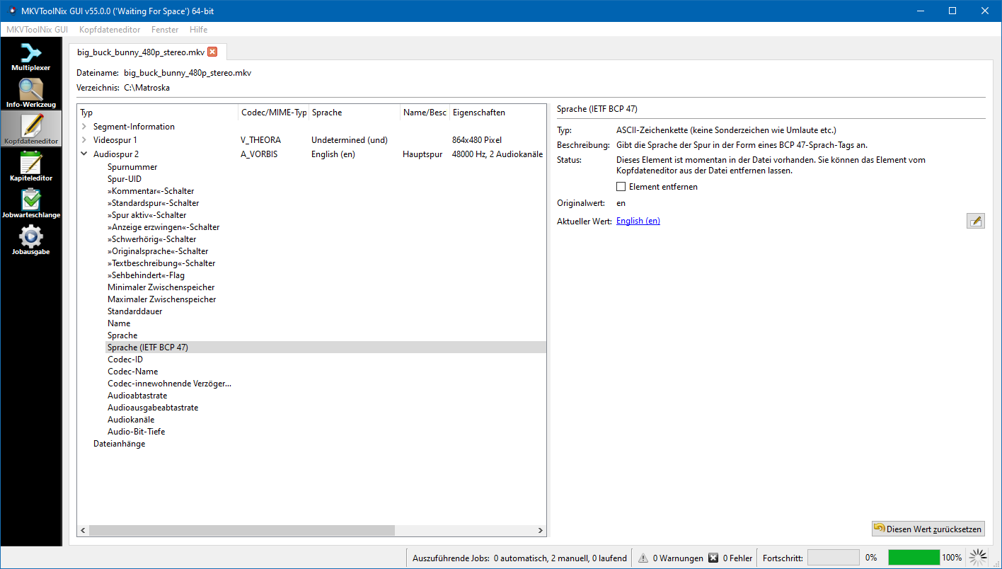 MKVToolNix Screenshot