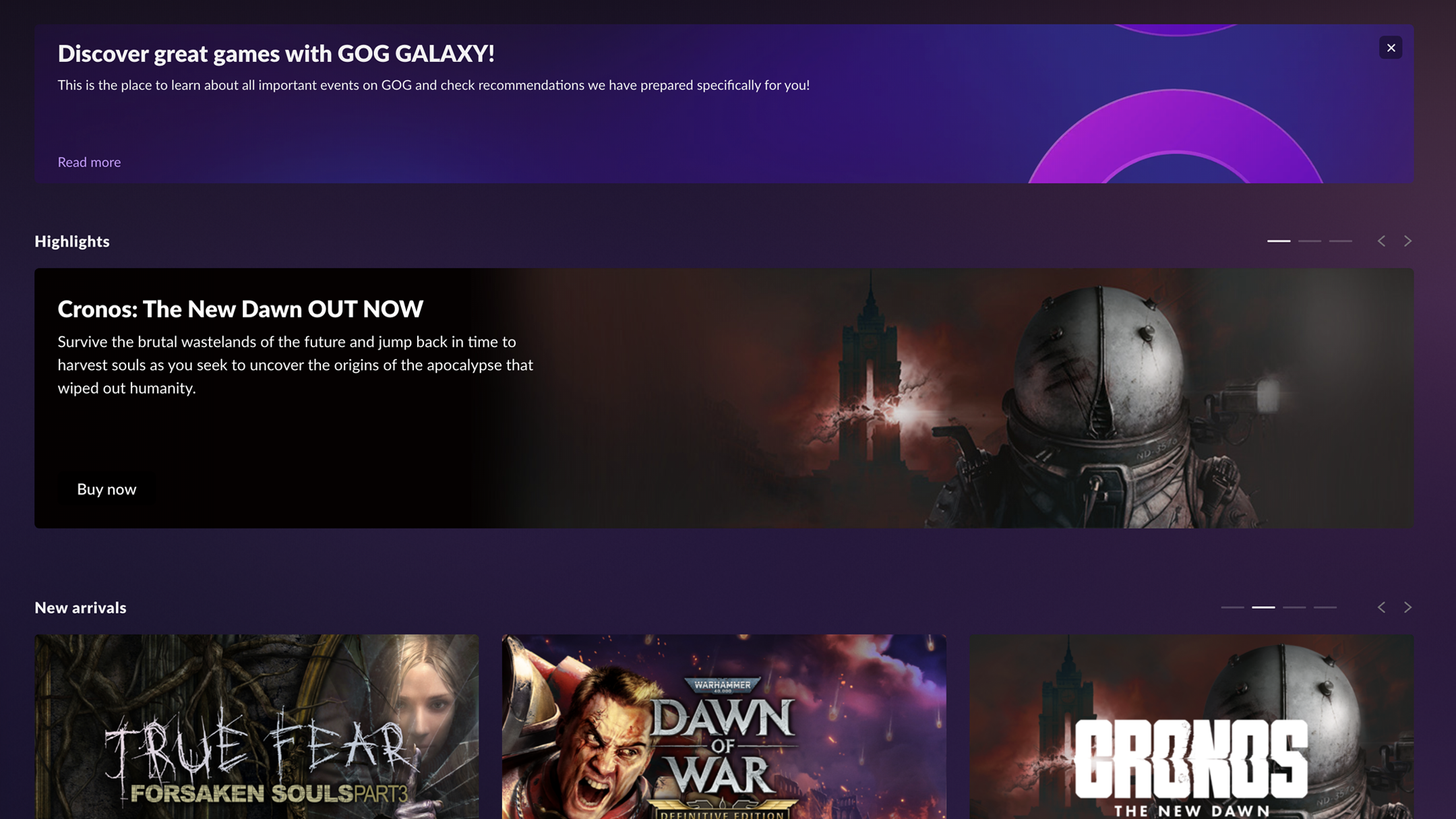 Captura de pantalla de GOG GALAXY