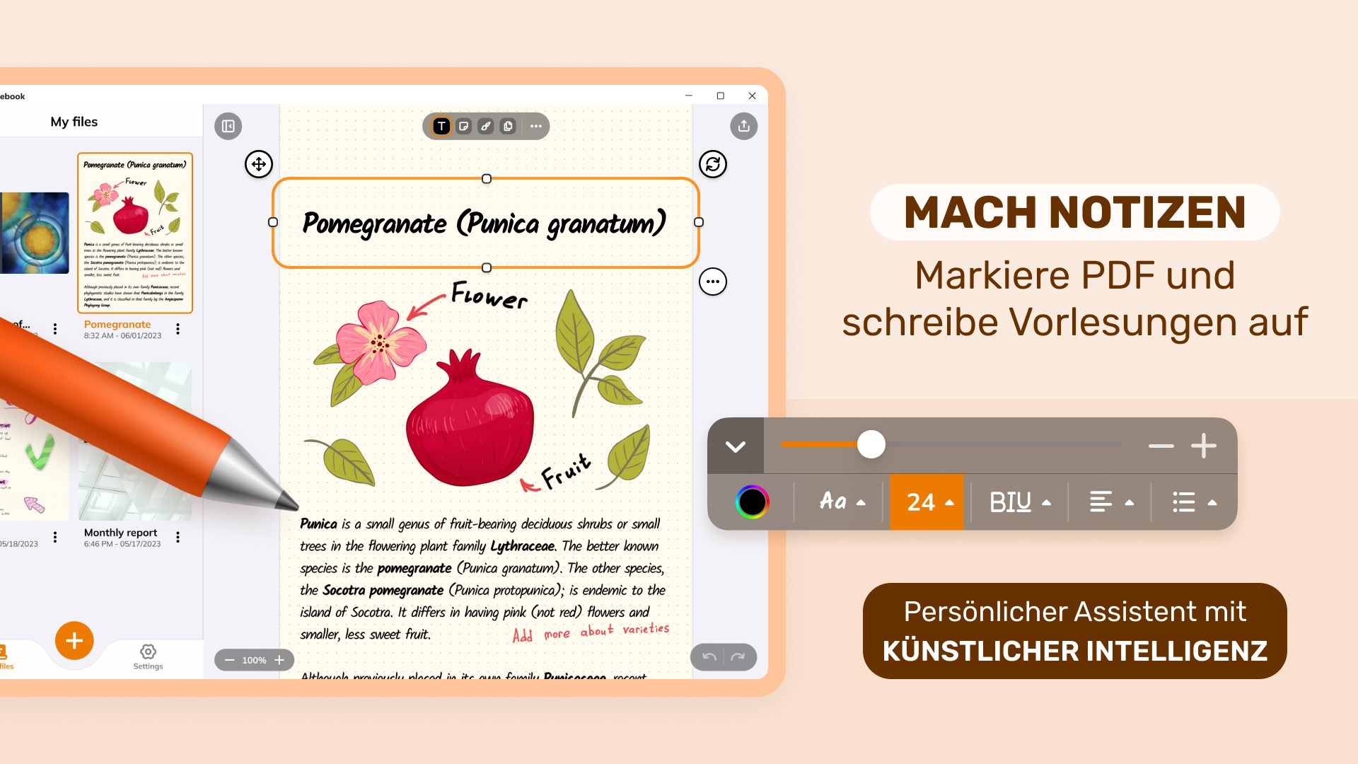 Digitales Notizbuch - Whiteboard für Textverarbeitung Screenshot