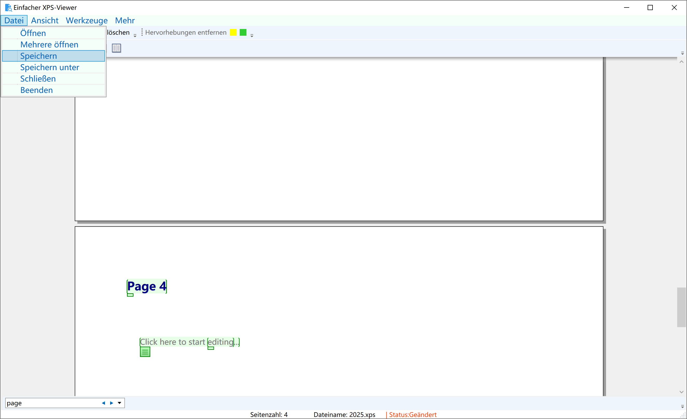 Simple XPS Viewer-Dokument lesen und schreiben Screenshot