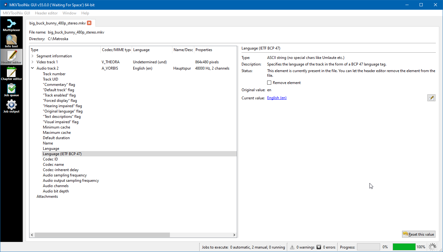 MKVToolNix screenshot