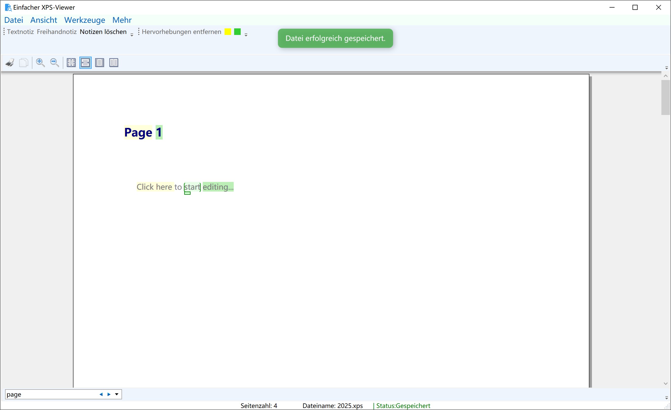 Simple XPS Viewer-Dokument lesen und schreiben Screenshot