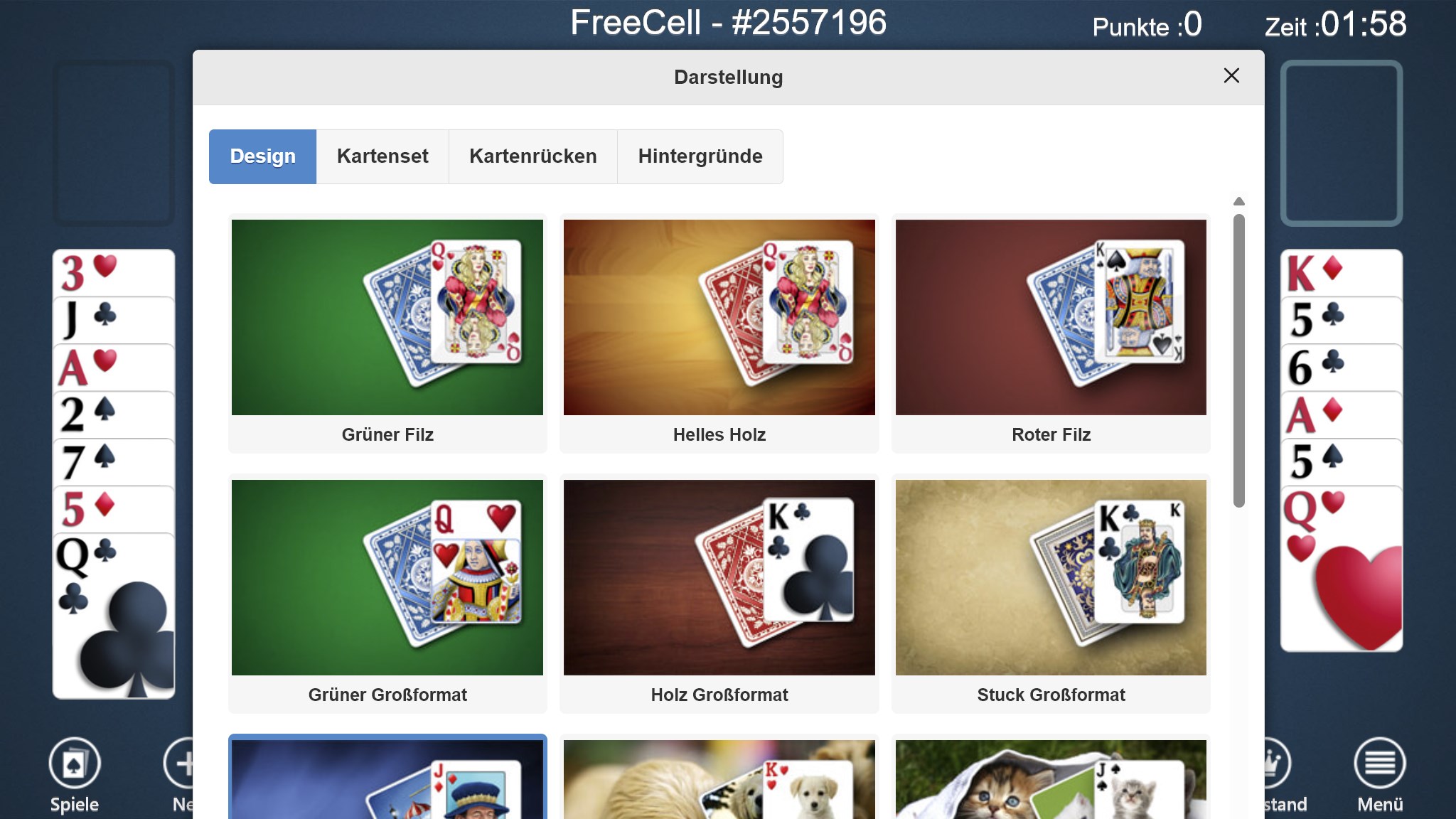 FreeCell Solitär Screenshot