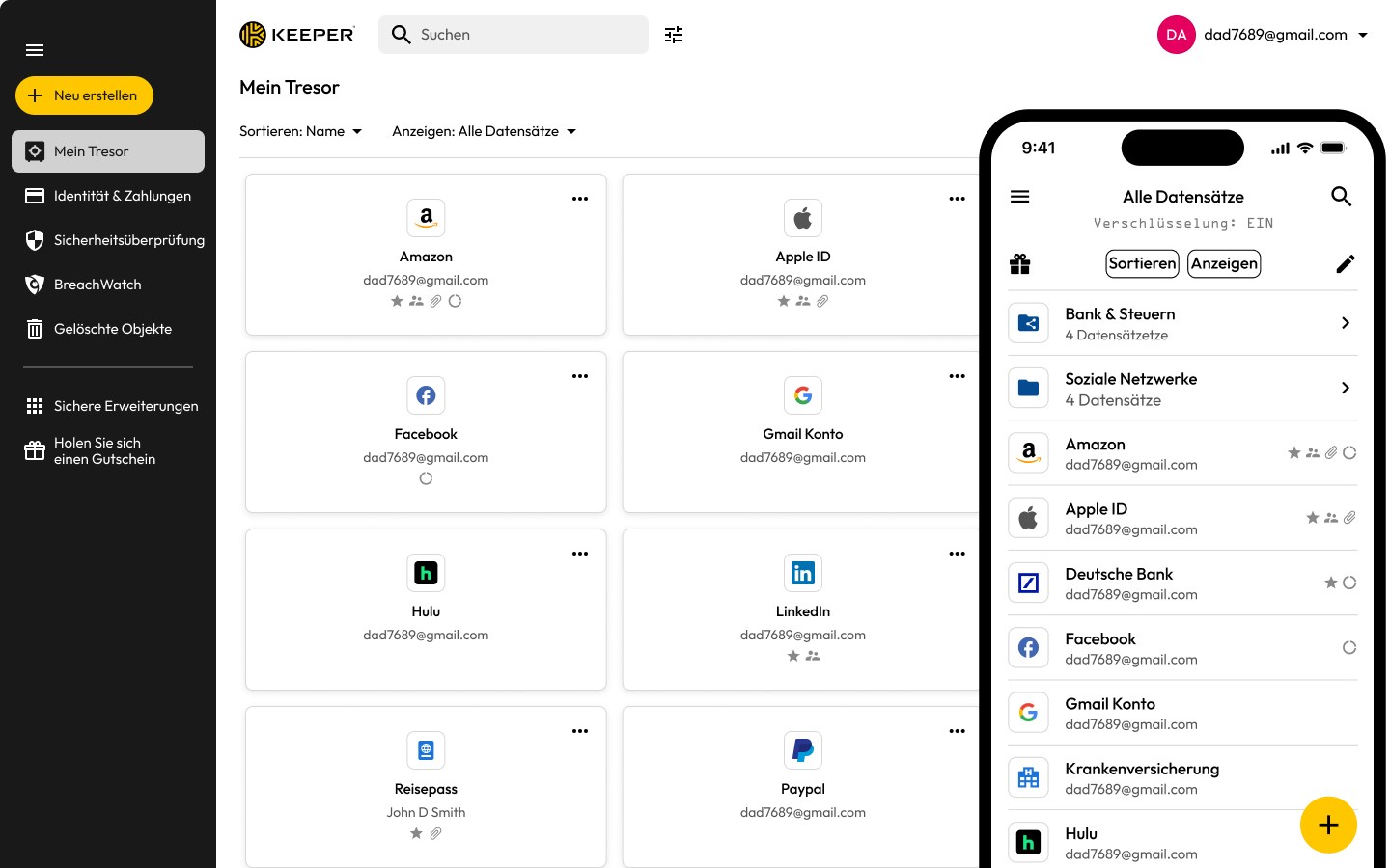 Keeper® Passwortmanager Screenshot