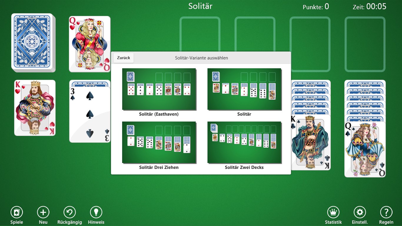 Solitär. Screenshot