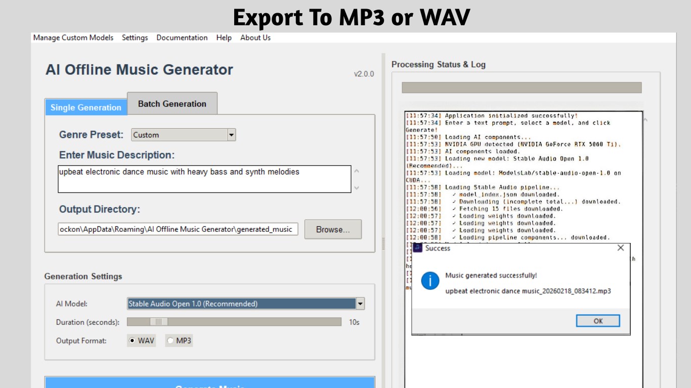 AI Offline Music Generator Screenshot